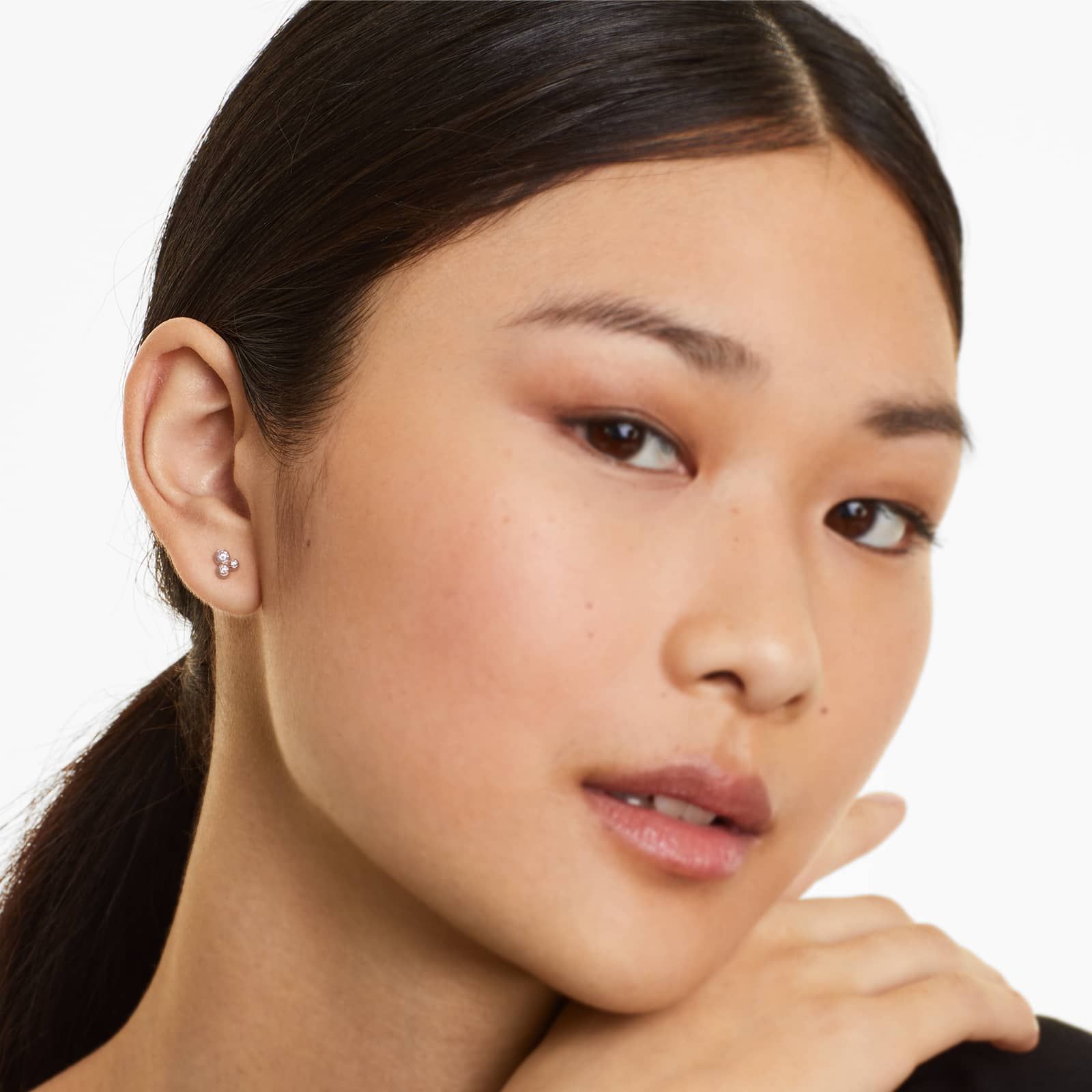 Geometric Diamond Earrings In 14K Rose Gold