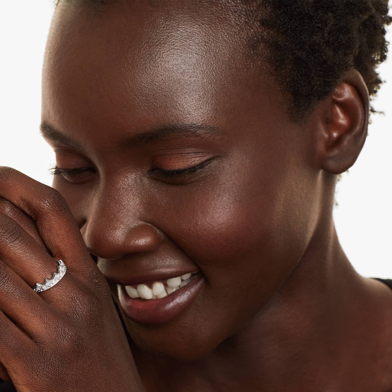 14K White Gold Crown Diamond Ring