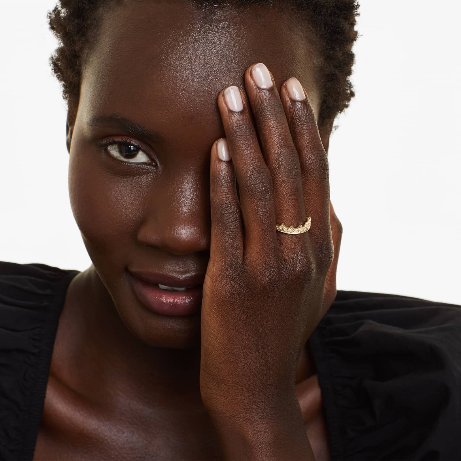 Crown Diamond Ring In 14K Yellow Gold