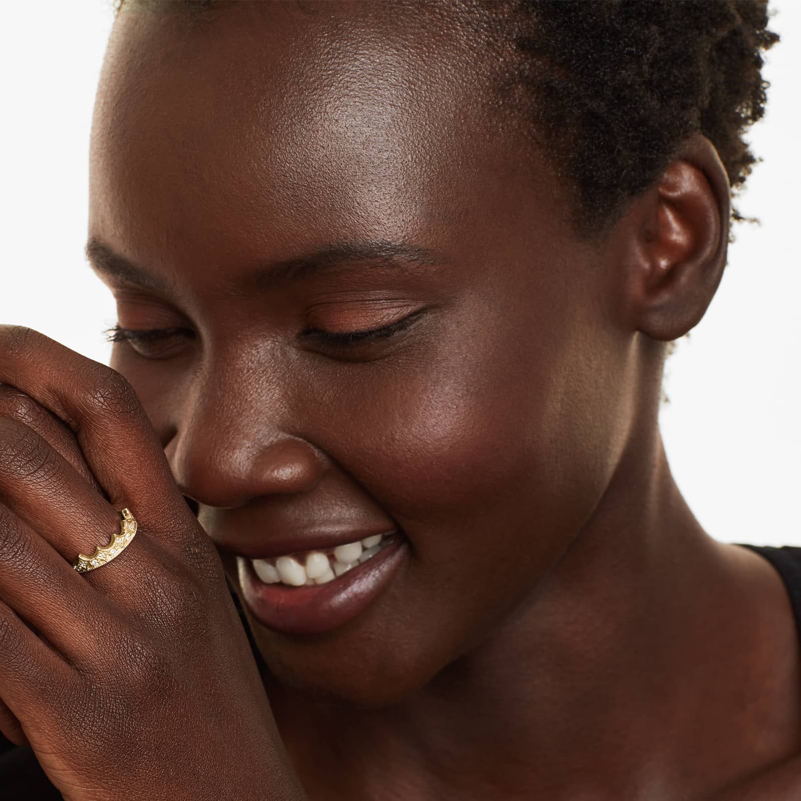 Crown Diamond Ring In 14K Yellow Gold