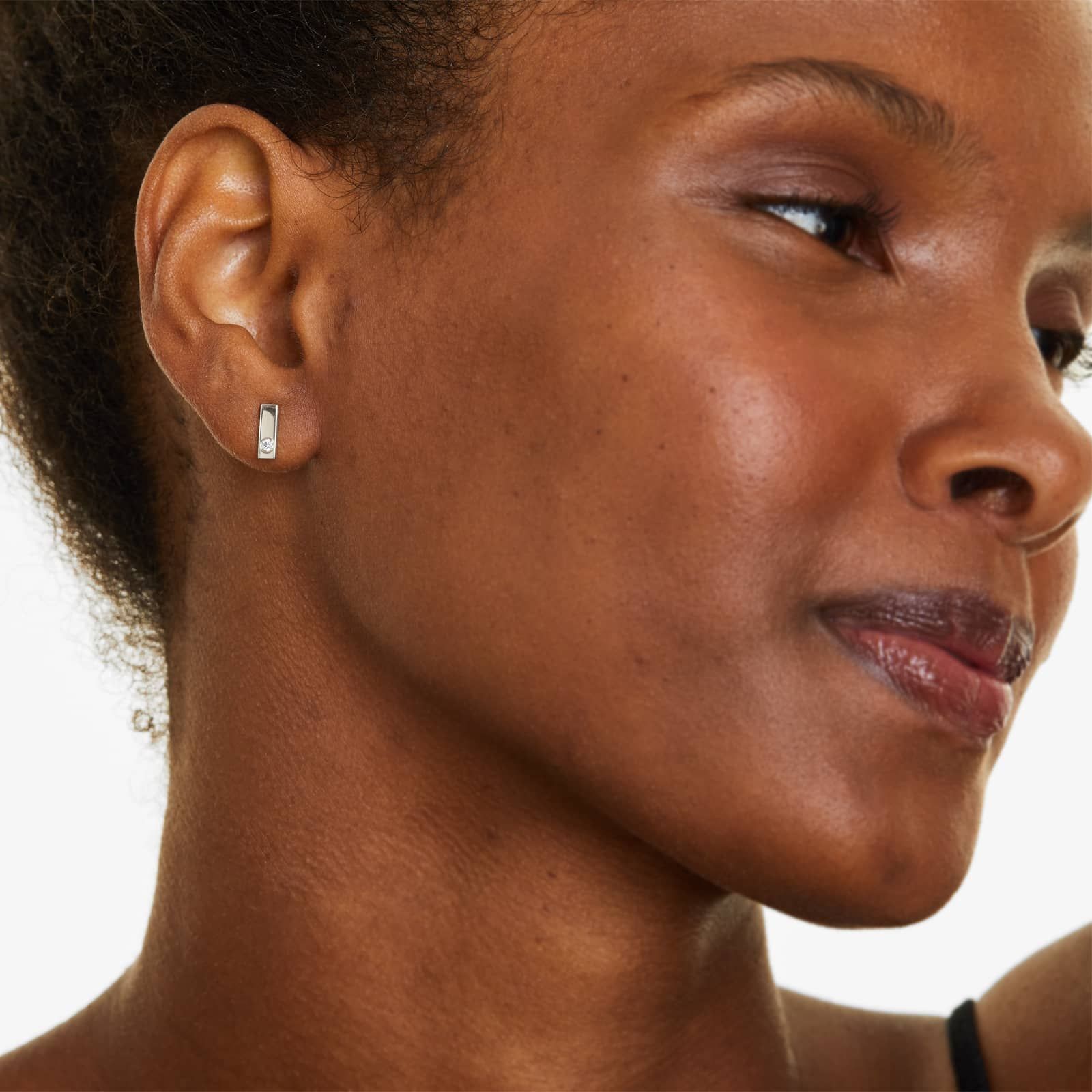 Petite Bar Diamond Earrings In 14K White Gold