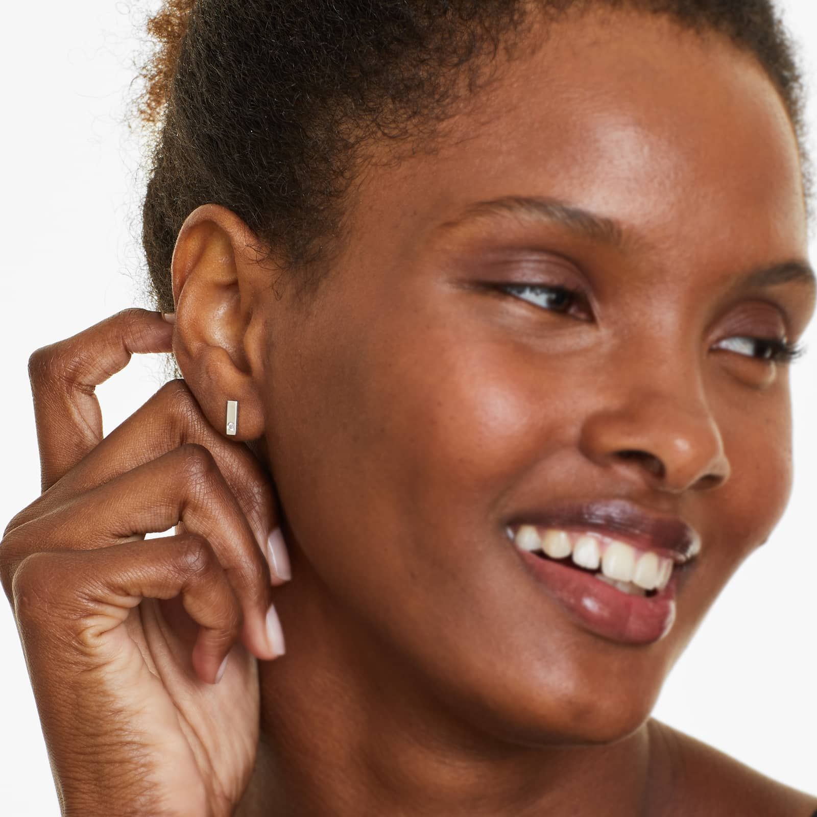 Petite Bar Diamond Earrings In 14K White Gold