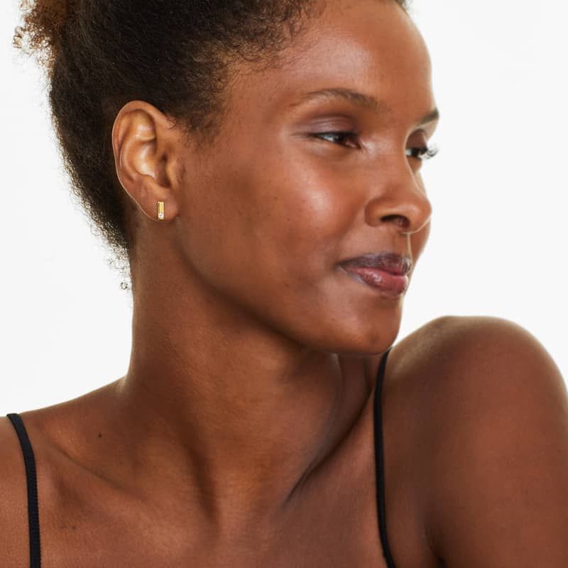 Petite Bar Diamond Earrings In 14K Yellow Gold