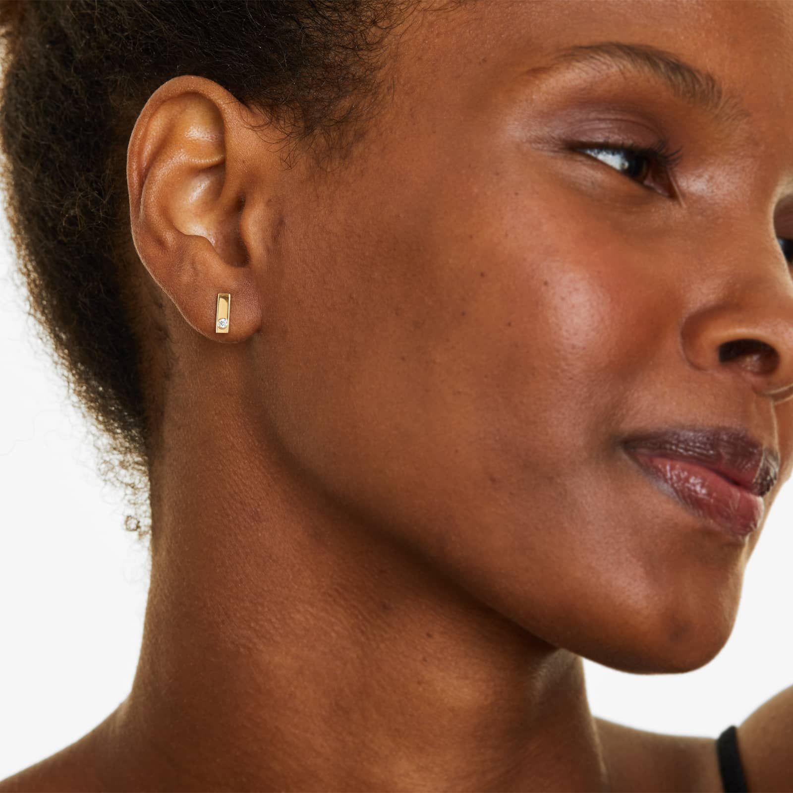 Petite Bar Diamond Earrings In 14K Yellow Gold