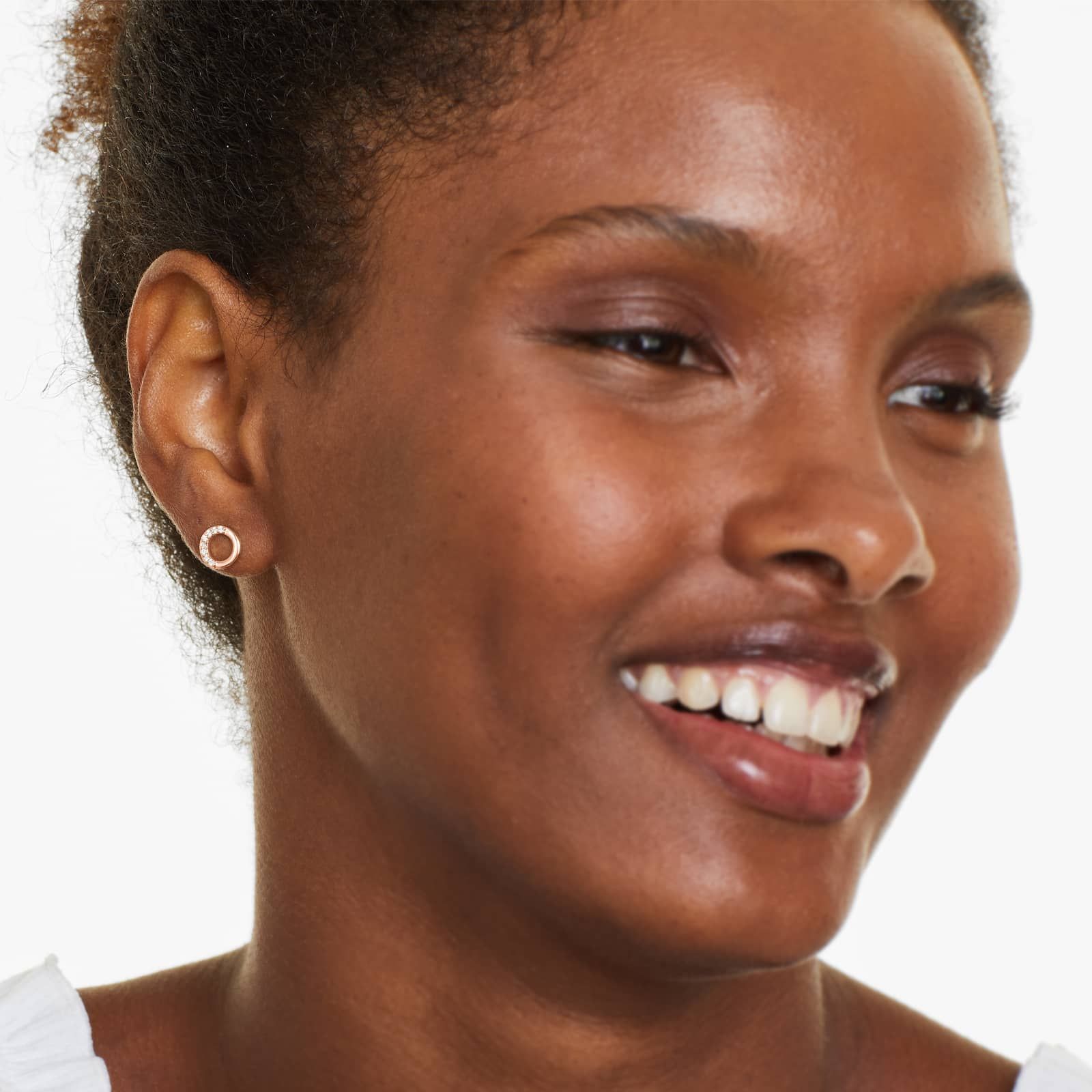 14K Rose Gold Petite Pavé Open Circle Diamond Earrings