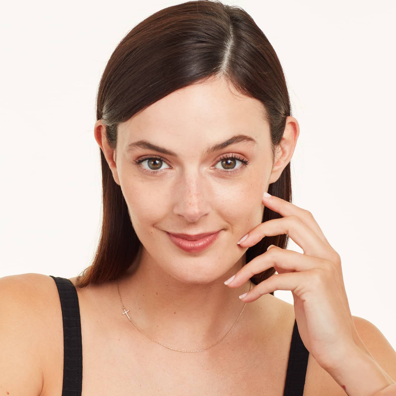 Sideways Cross Diamond Necklace In 14K Yellow Gold