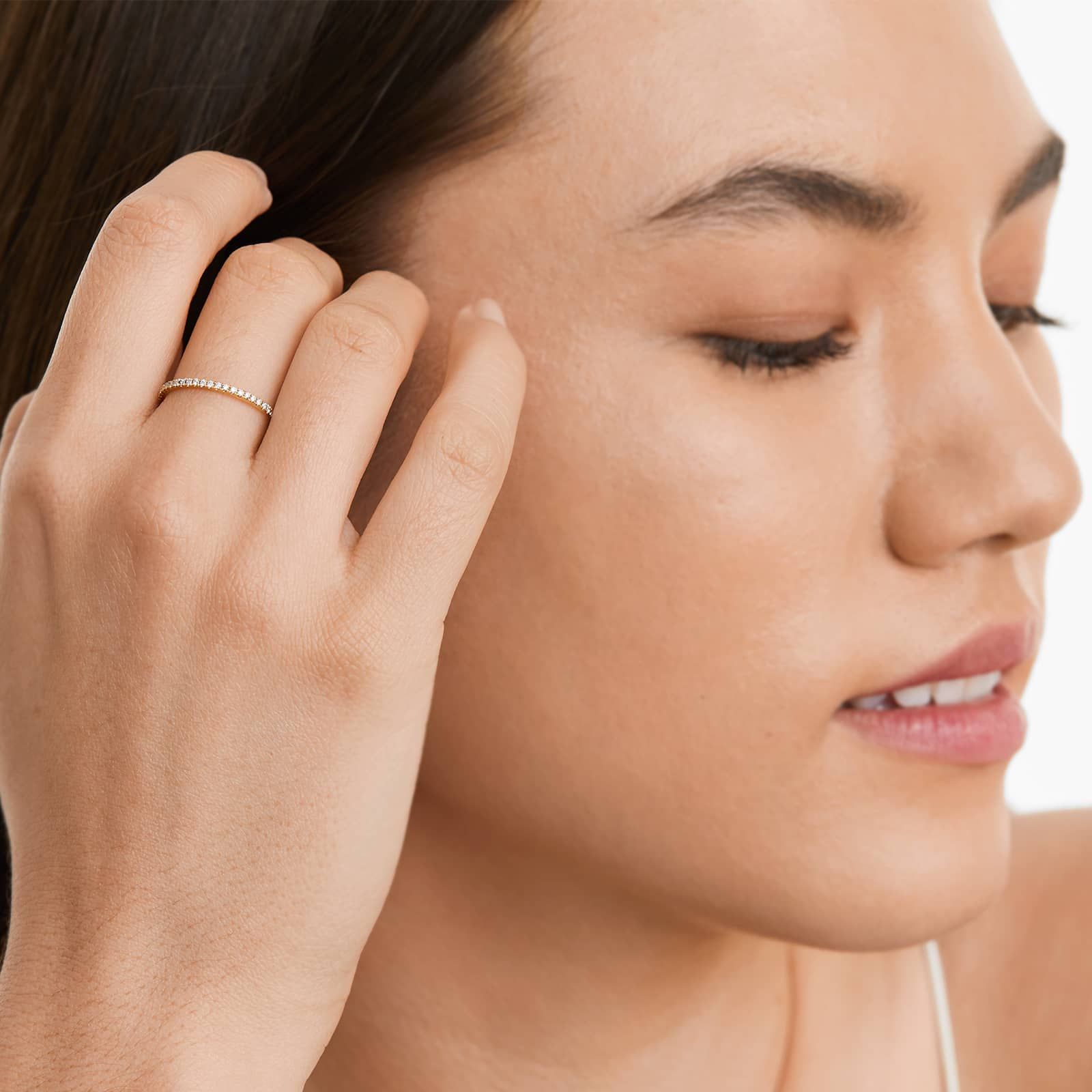 Single Row Ever After Diamond Ring In 14K Yellow Gold