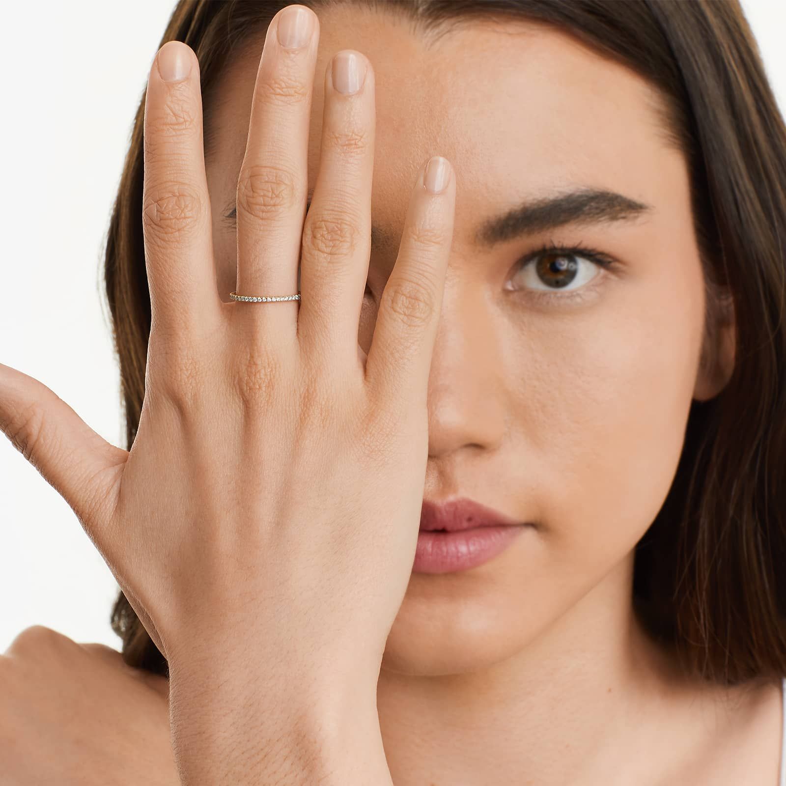 Single Row Ever After Diamond Ring In 14K Yellow Gold