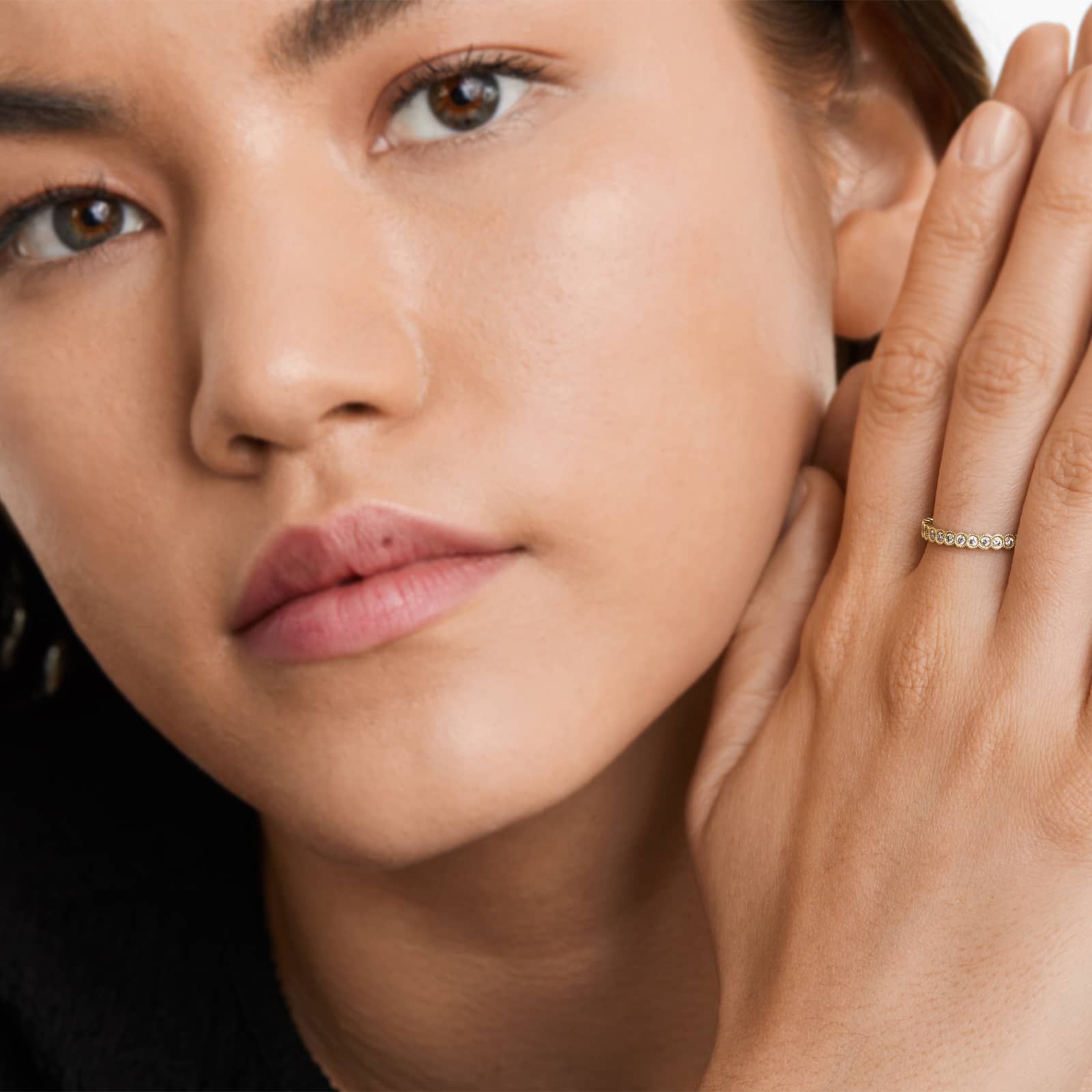 Milgrain Bezel Diamond Ring In 14K Yellow Gold