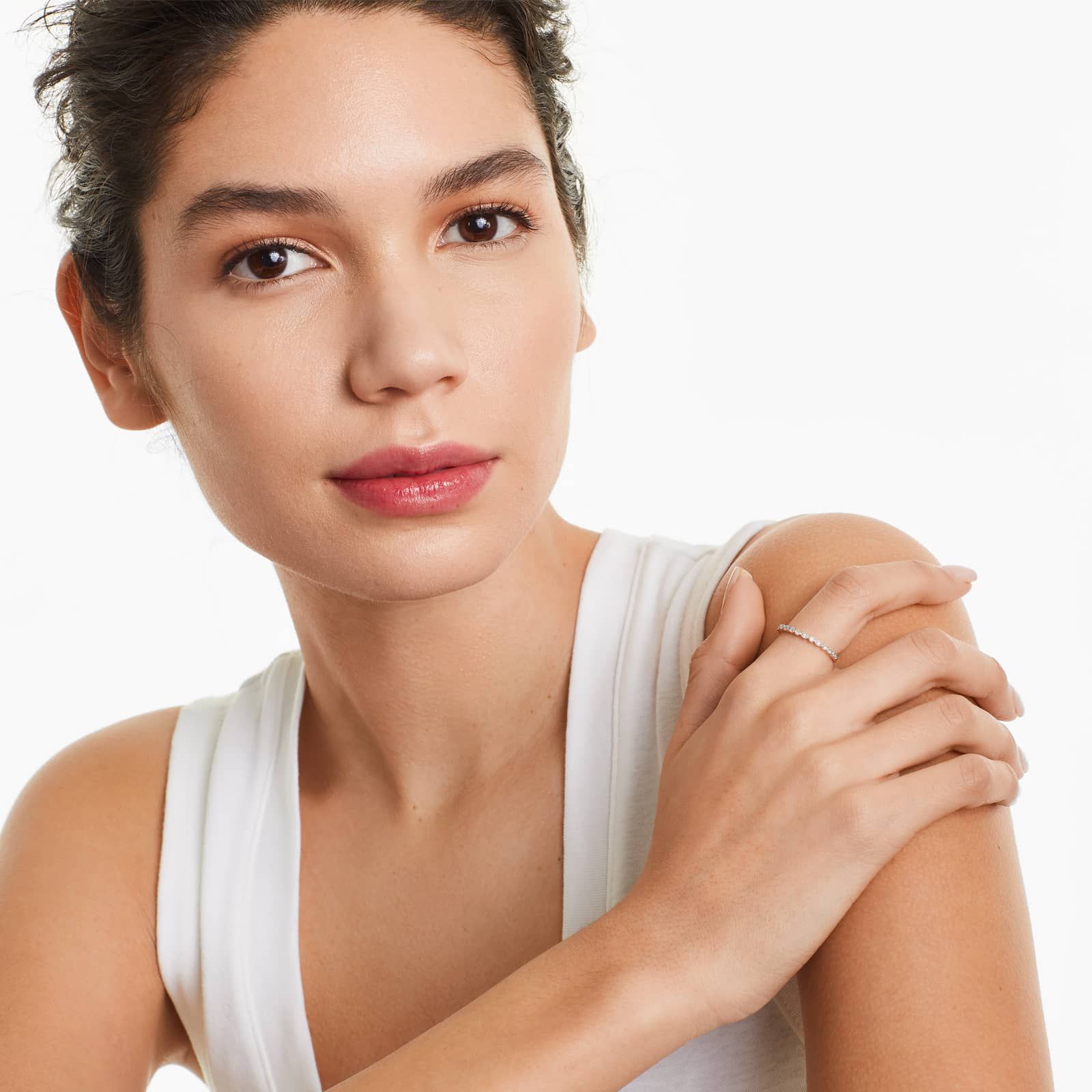 Vintage Marquise And Round Bezel Diamond Ring In 14K Rose Gold