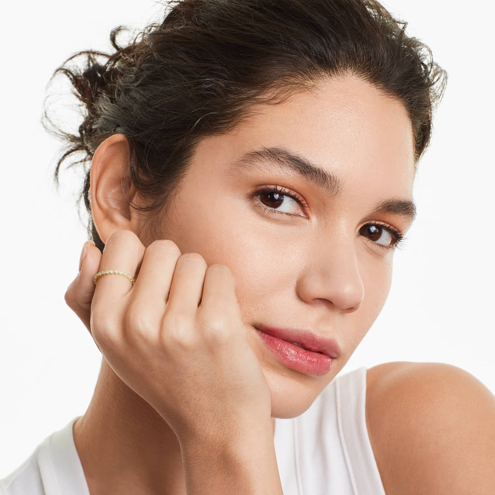 Vintage Marquise And Round Bezel Diamond Ring In 14K Yellow Gold