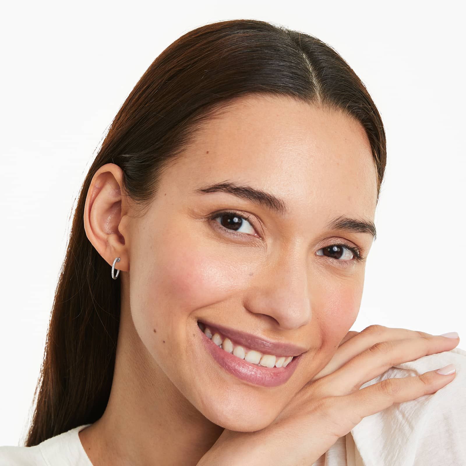 Inside Out Petite Diamond Hoop Earrings In 14K White Gold