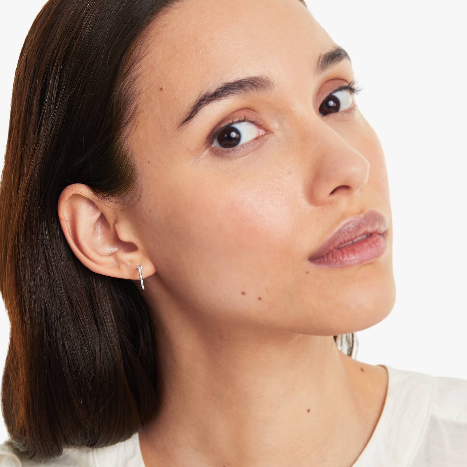 Inside Out Petite Diamond Hoop Earrings In 14K White Gold