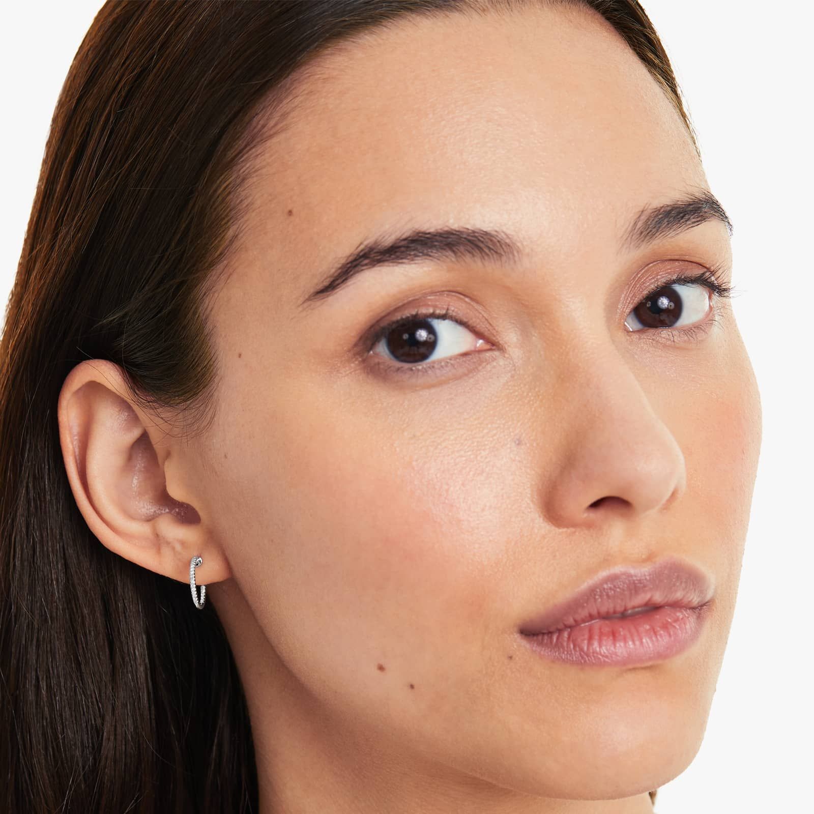 Inside Out Petite Diamond Hoop Earrings In 14K White Gold