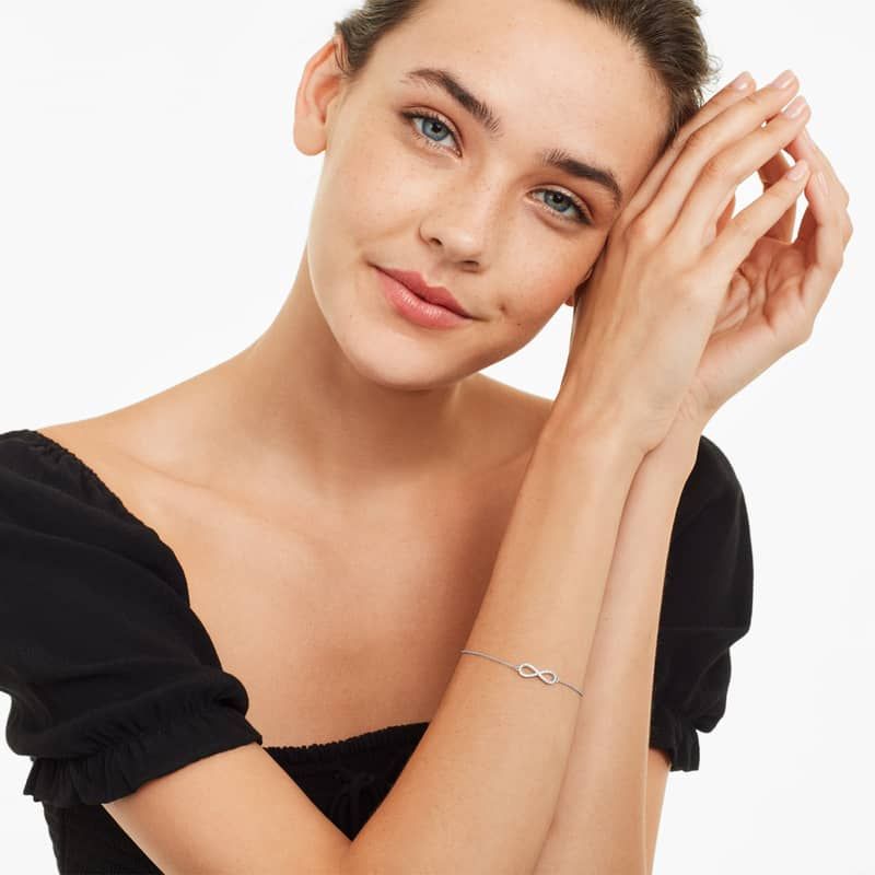 Infinity Diamond Bracelet In 14K White Gold