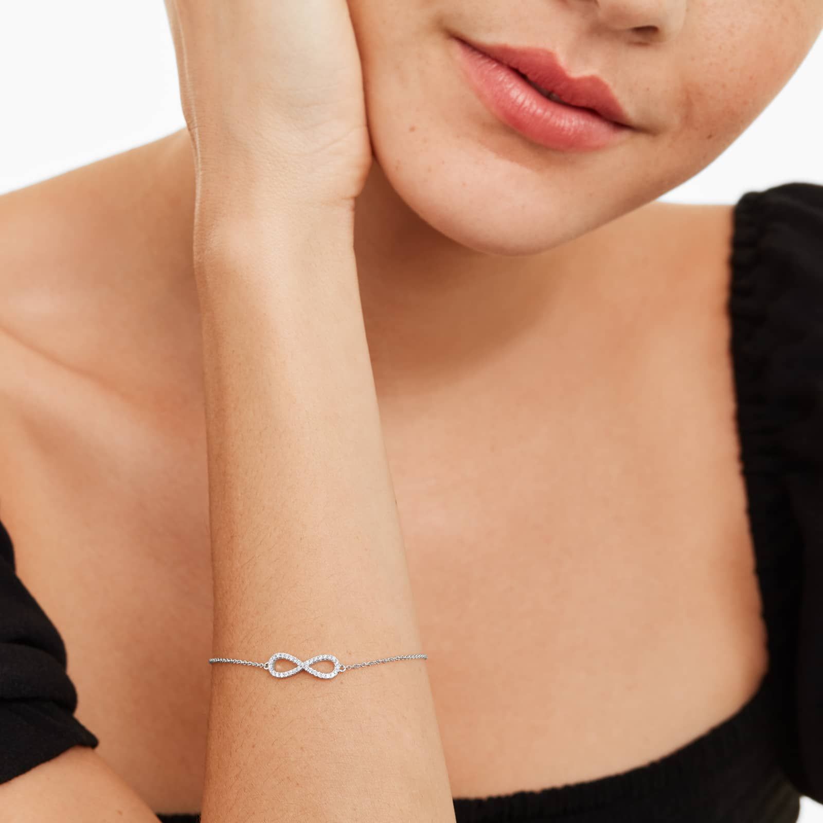 Infinity Diamond Bracelet In 14K White Gold