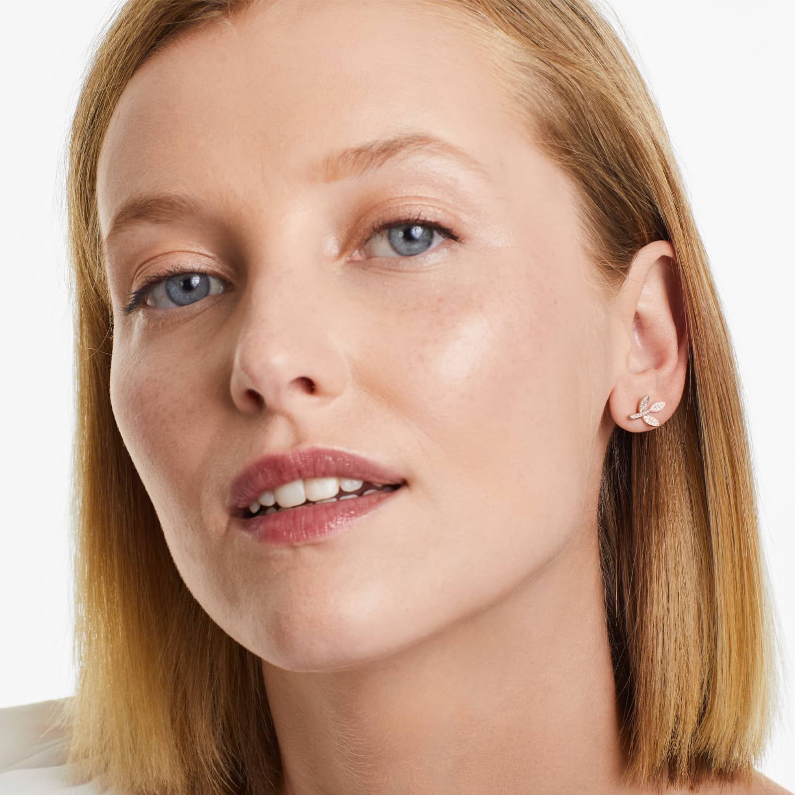 Three Leaves Diamond Earrings In 14K Rose Gold