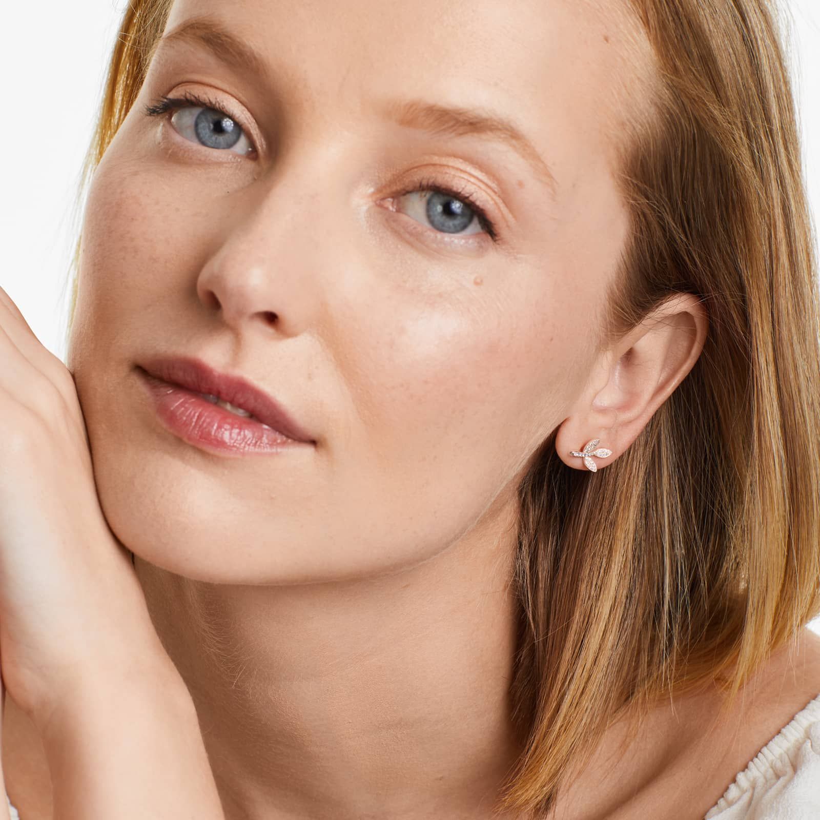 Three Leaves Diamond Earrings In 14K Rose Gold