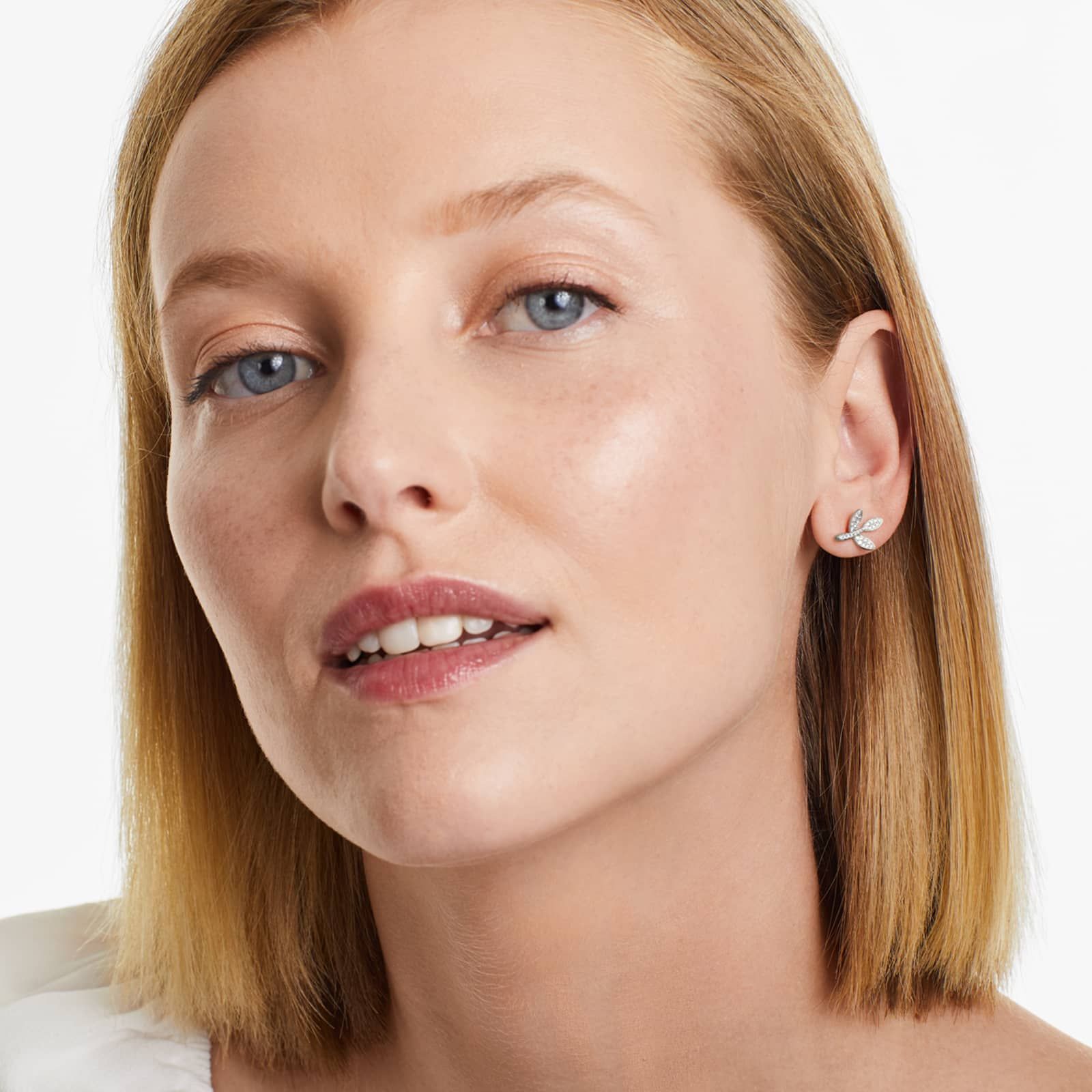 Three Leaves Diamond Earrings In 14K White Gold