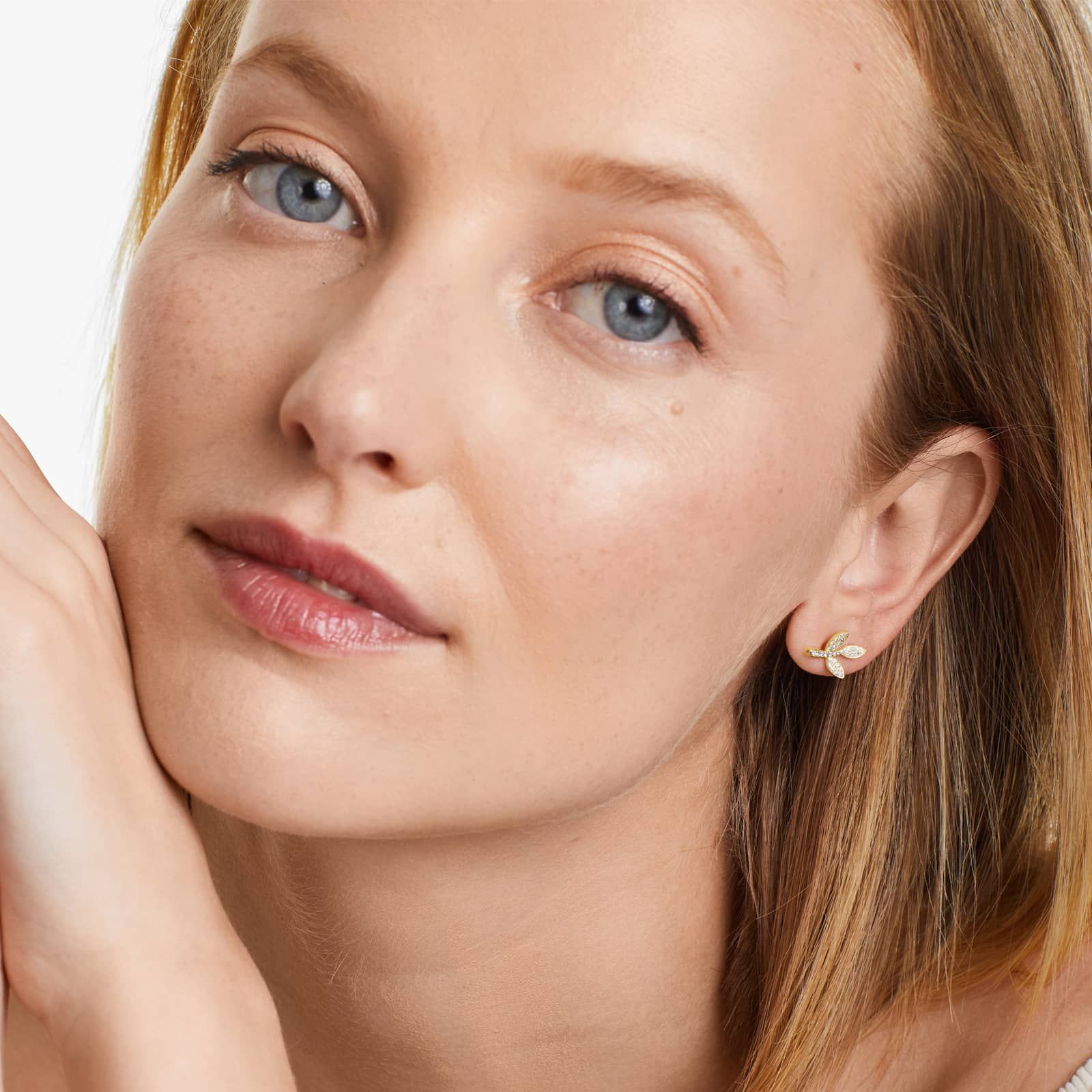 Three Leaves Diamond Earrings In 14K Yellow Gold