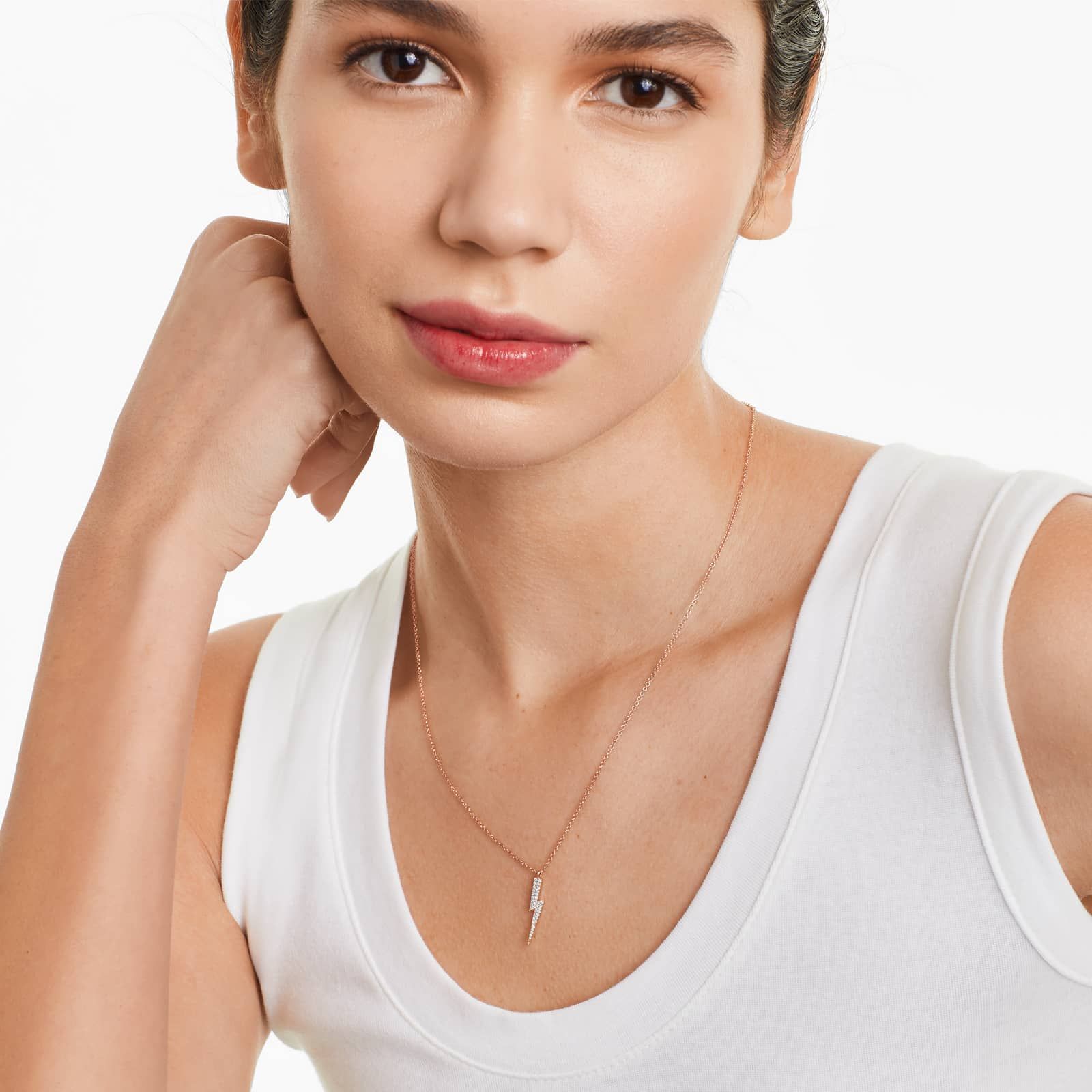 Diamond Bolt Necklace In 14K Rose Gold