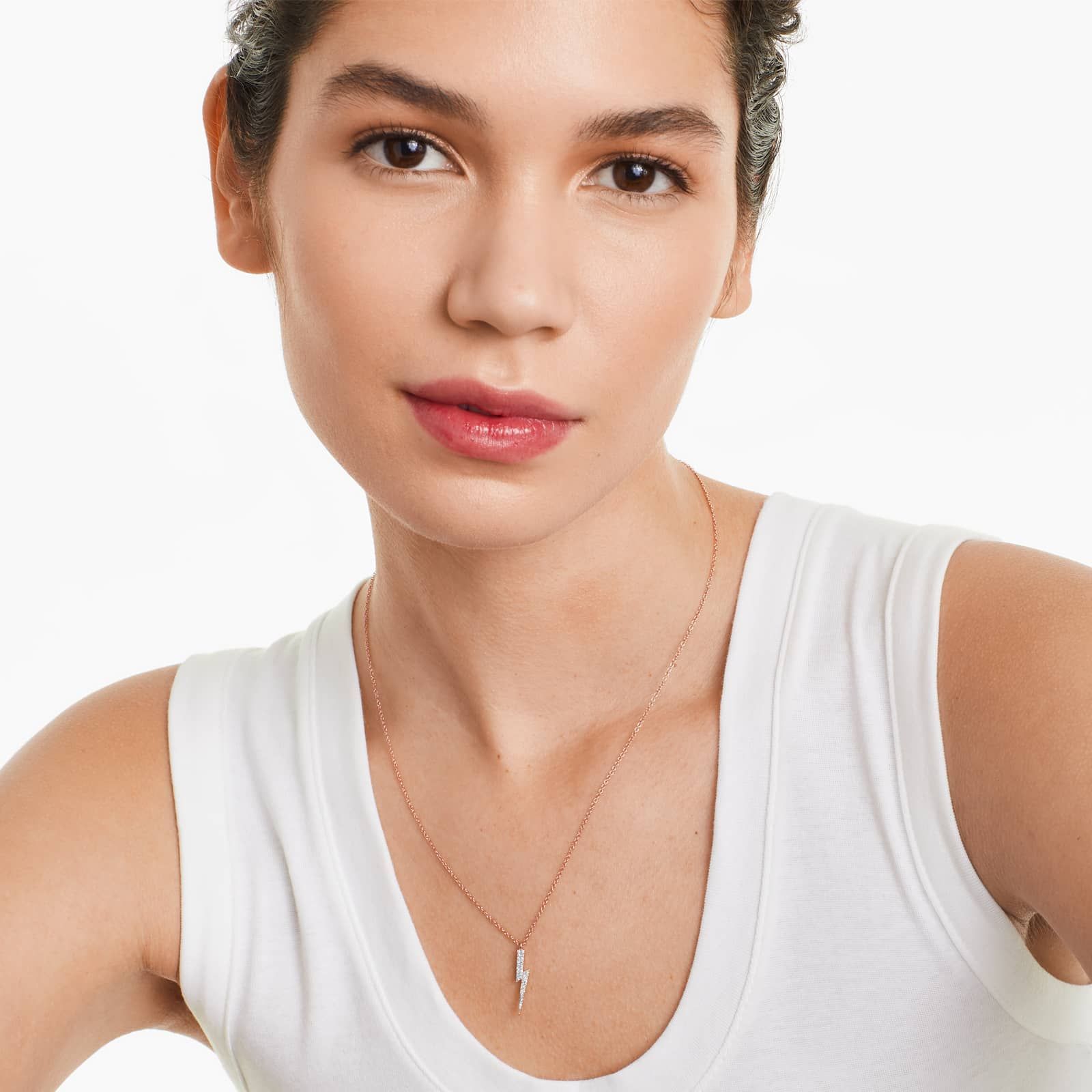 Diamond Bolt Necklace In 14K Rose Gold