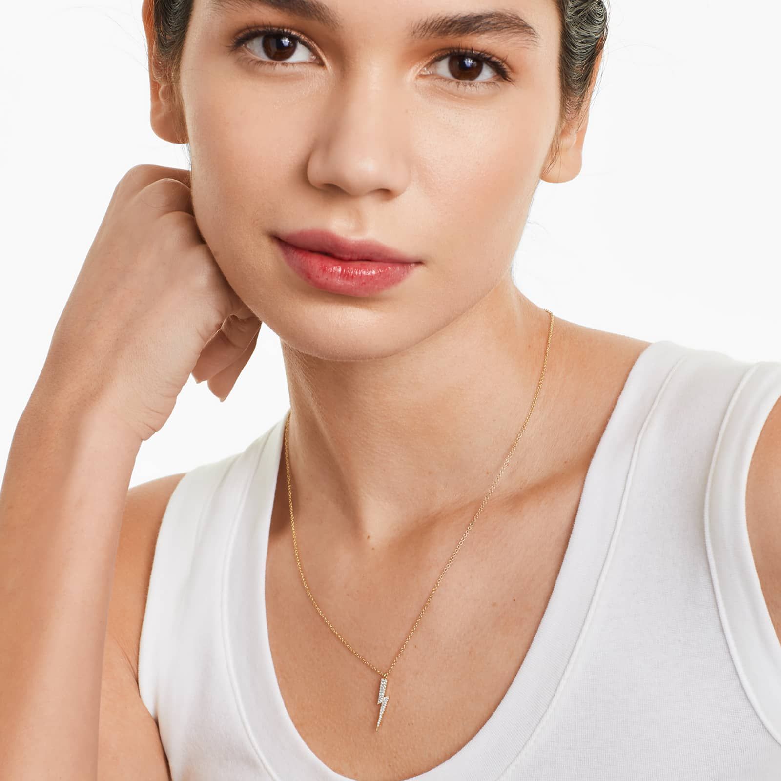 Diamond Bolt Necklace In 14K Yellow Gold