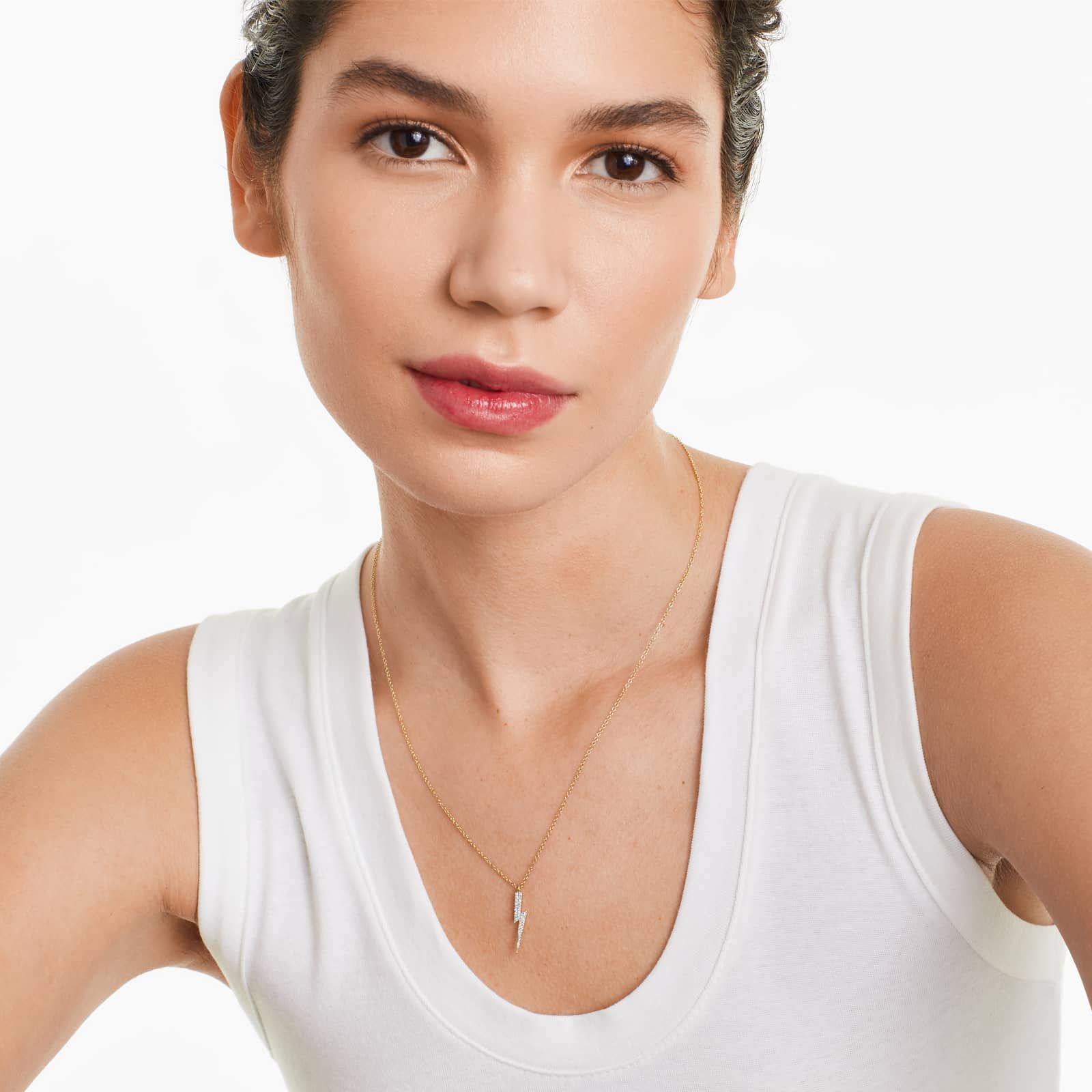 Diamond Bolt Necklace In 14K Yellow Gold