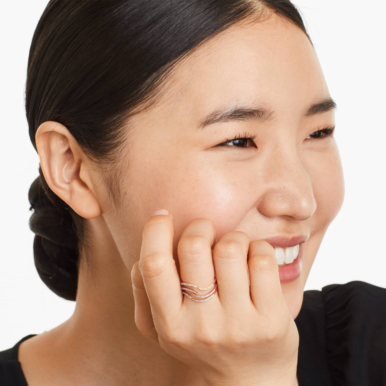 Open Waves Diamond Ring In 14K Rose Gold