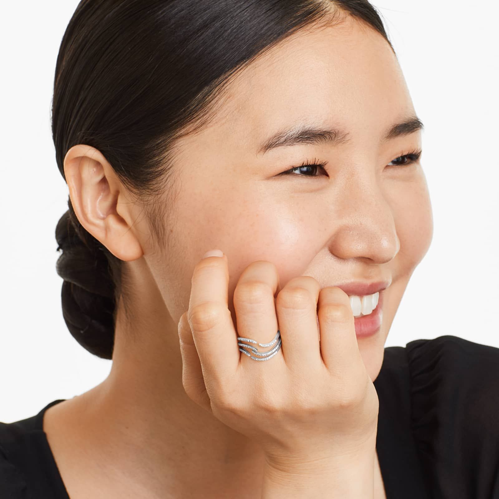 Open Waves Diamond Ring In 14K White Gold