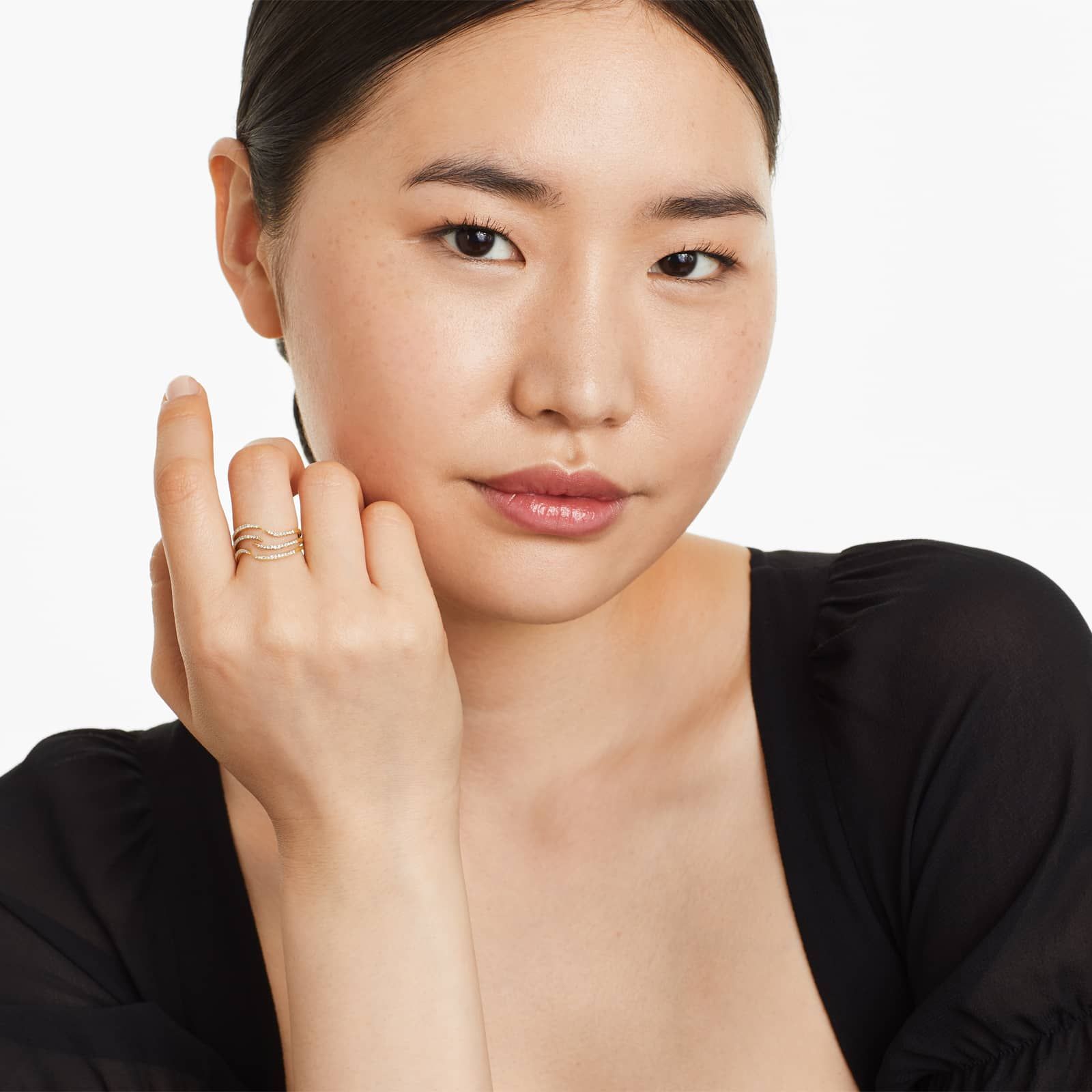 Open Waves Diamond Ring In 14K Yellow Gold