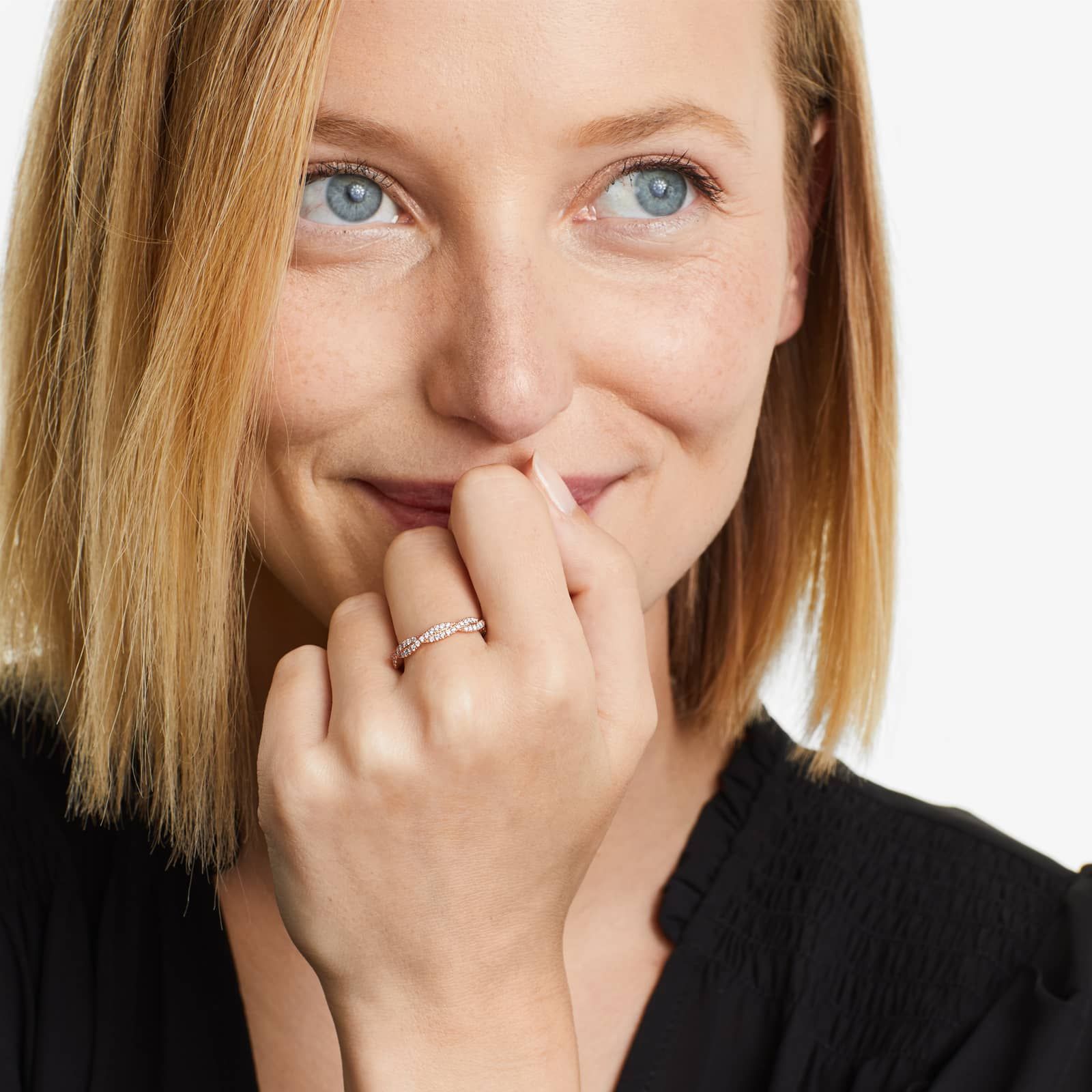 Petite Infinity Diamond Ring In 14K Rose Gold