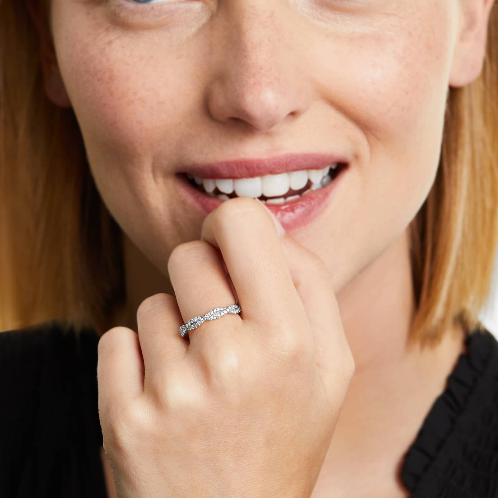 Petite Infinity Diamond Ring In 14K White Gold