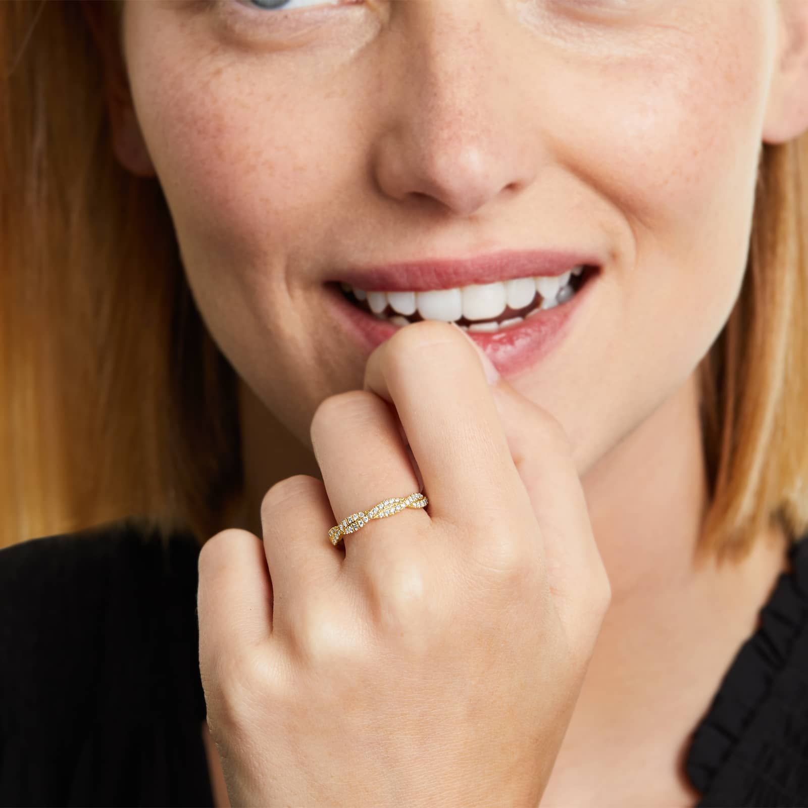 Petite Infinity Diamond Ring In 14K Yellow Gold