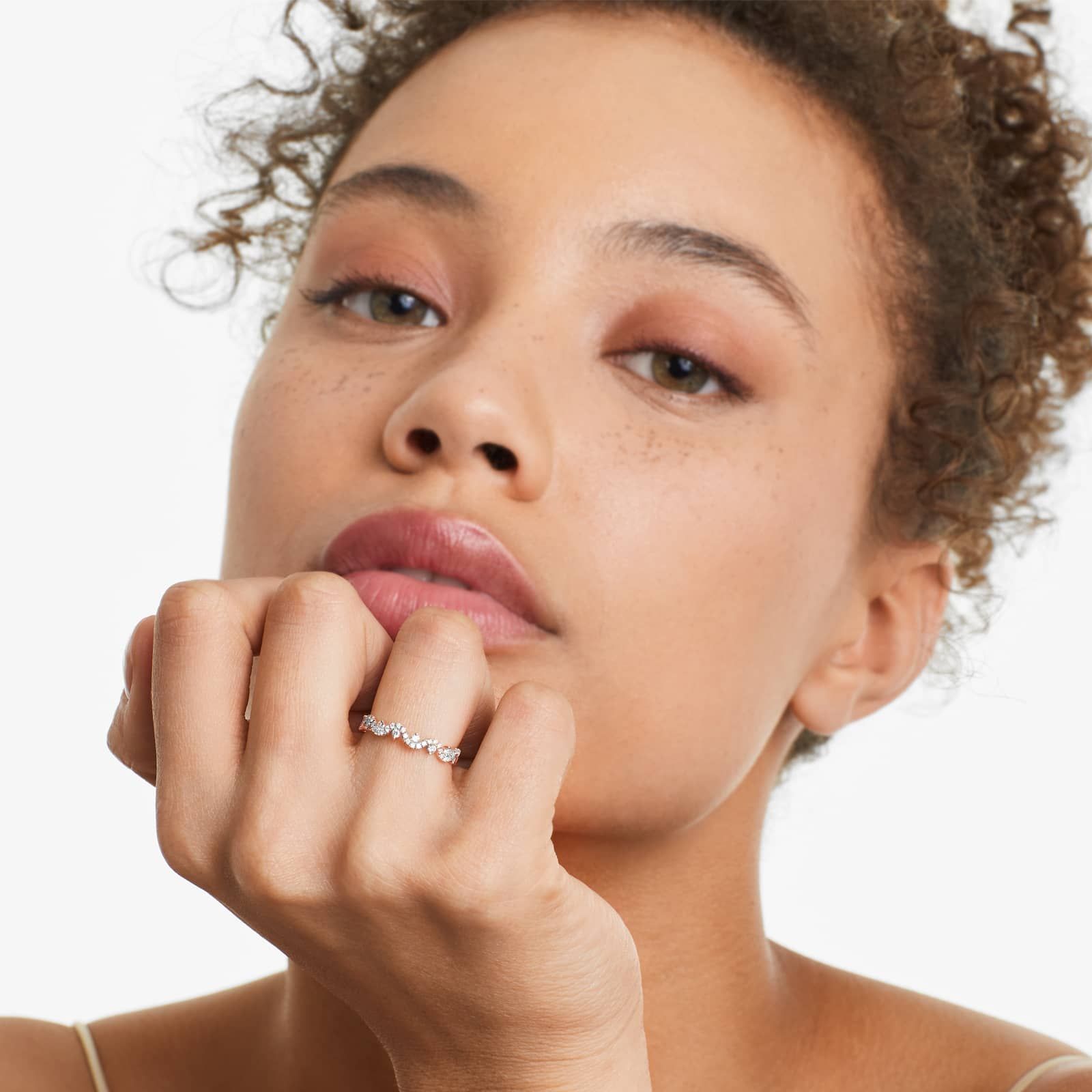 Petite Wave Diamond Ring In 14K Rose Gold