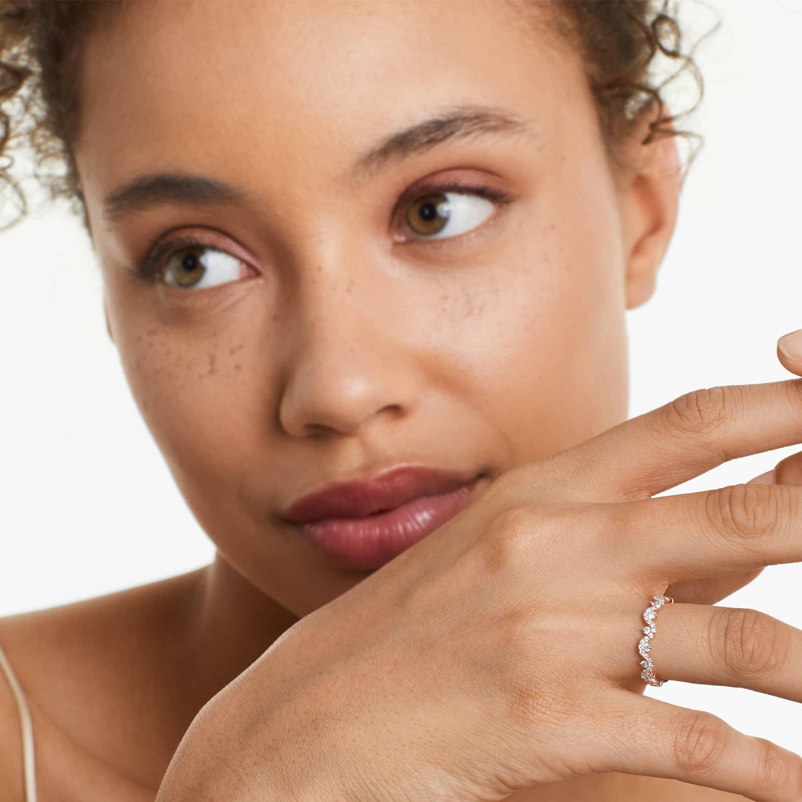 Petite Wave Diamond Ring In 14K Rose Gold