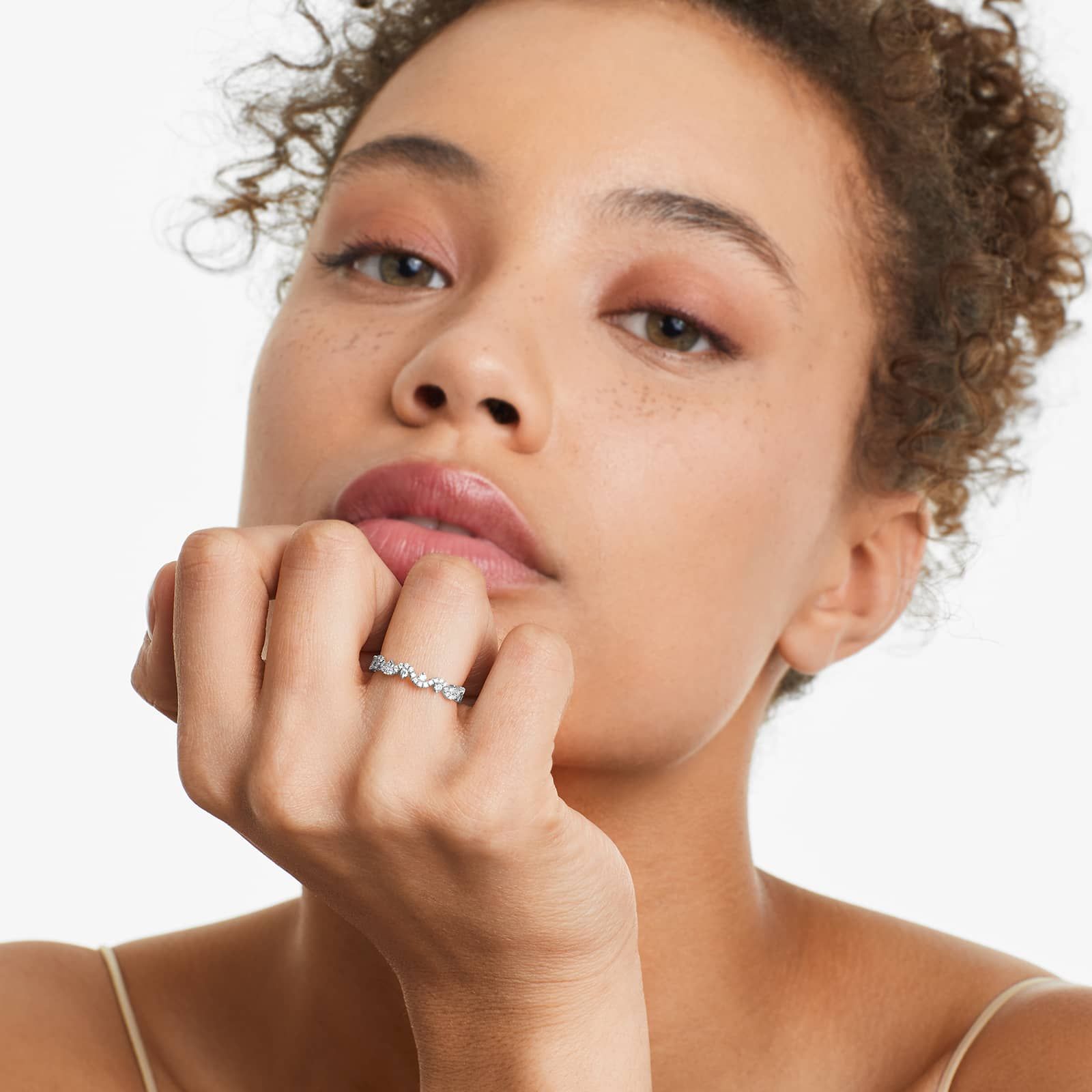 Petite Wave Diamond Ring In 14K White Gold