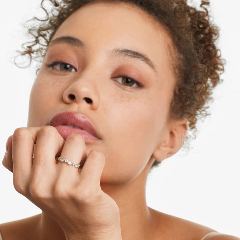 Petite Wave Diamond Ring In 14K Yellow Gold