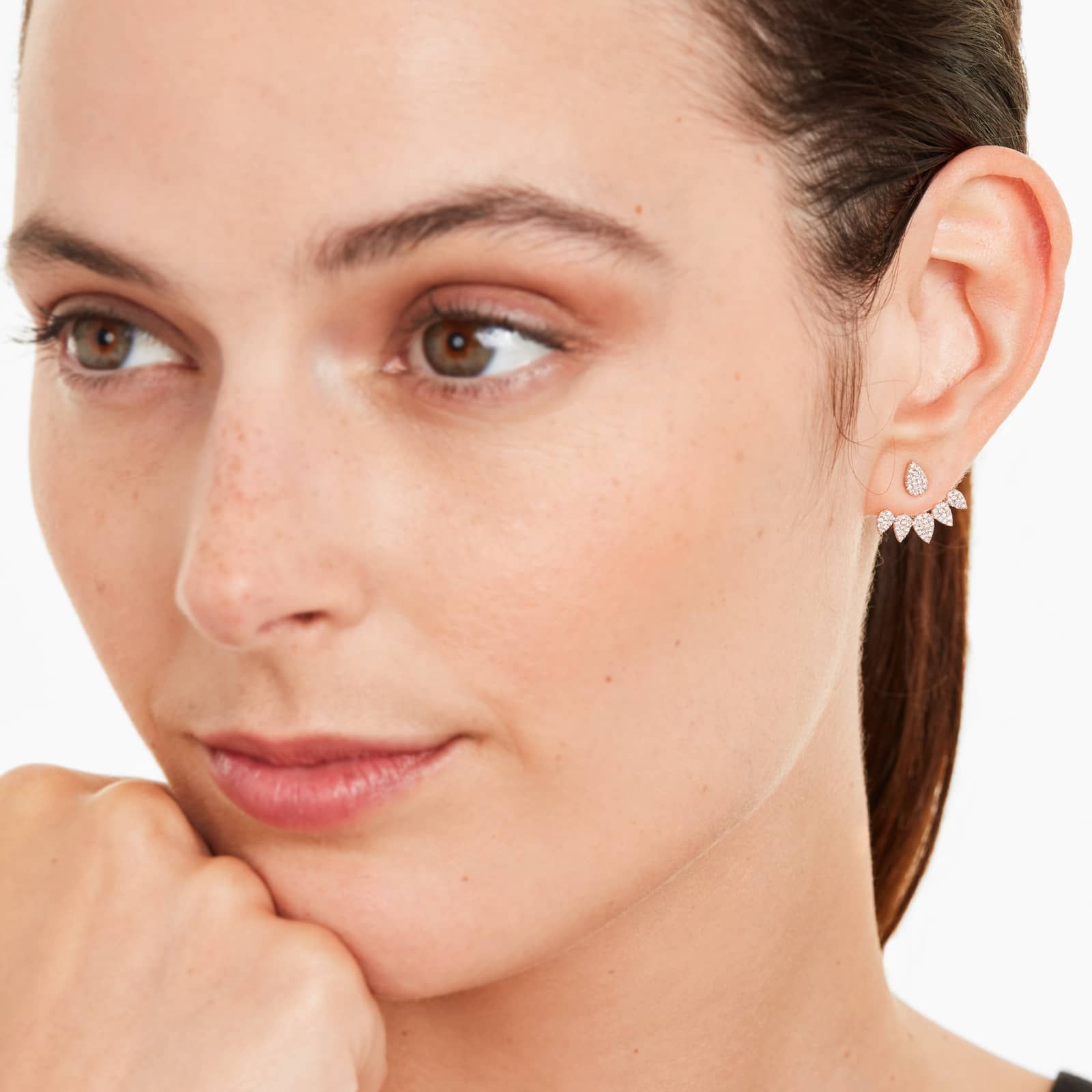 Graduated Teardrop Diamond Drop Earrings In 14K Rose Gold