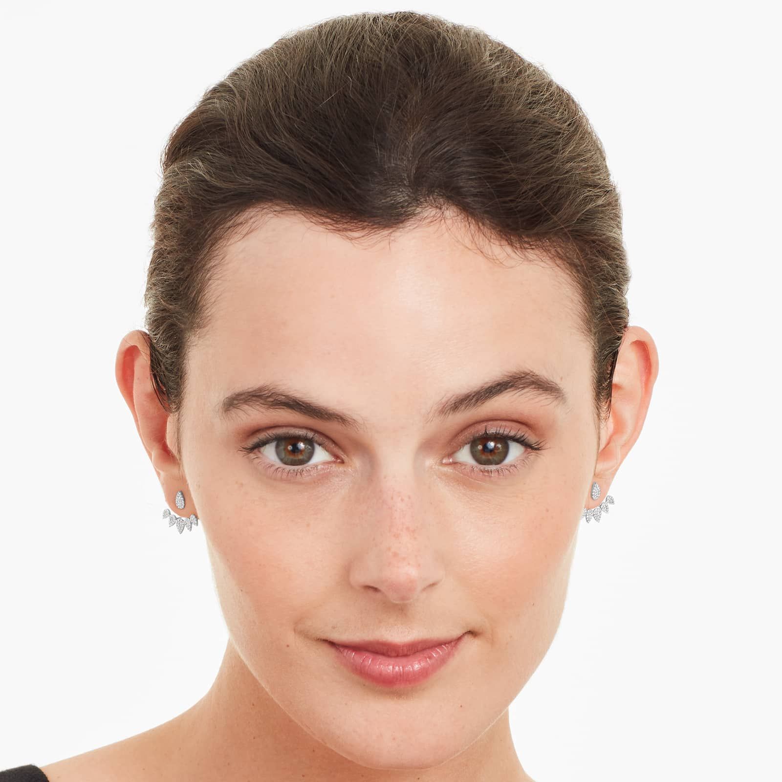 Graduated Teardrop Diamond Drop Earrings In 14K White Gold