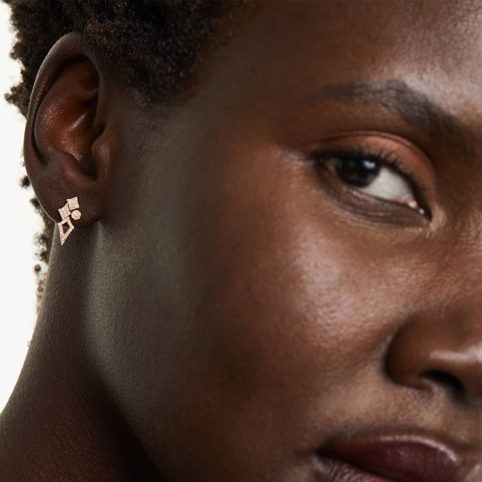 Geometric Cluster Diamond Earrings In 14K Rose Gold