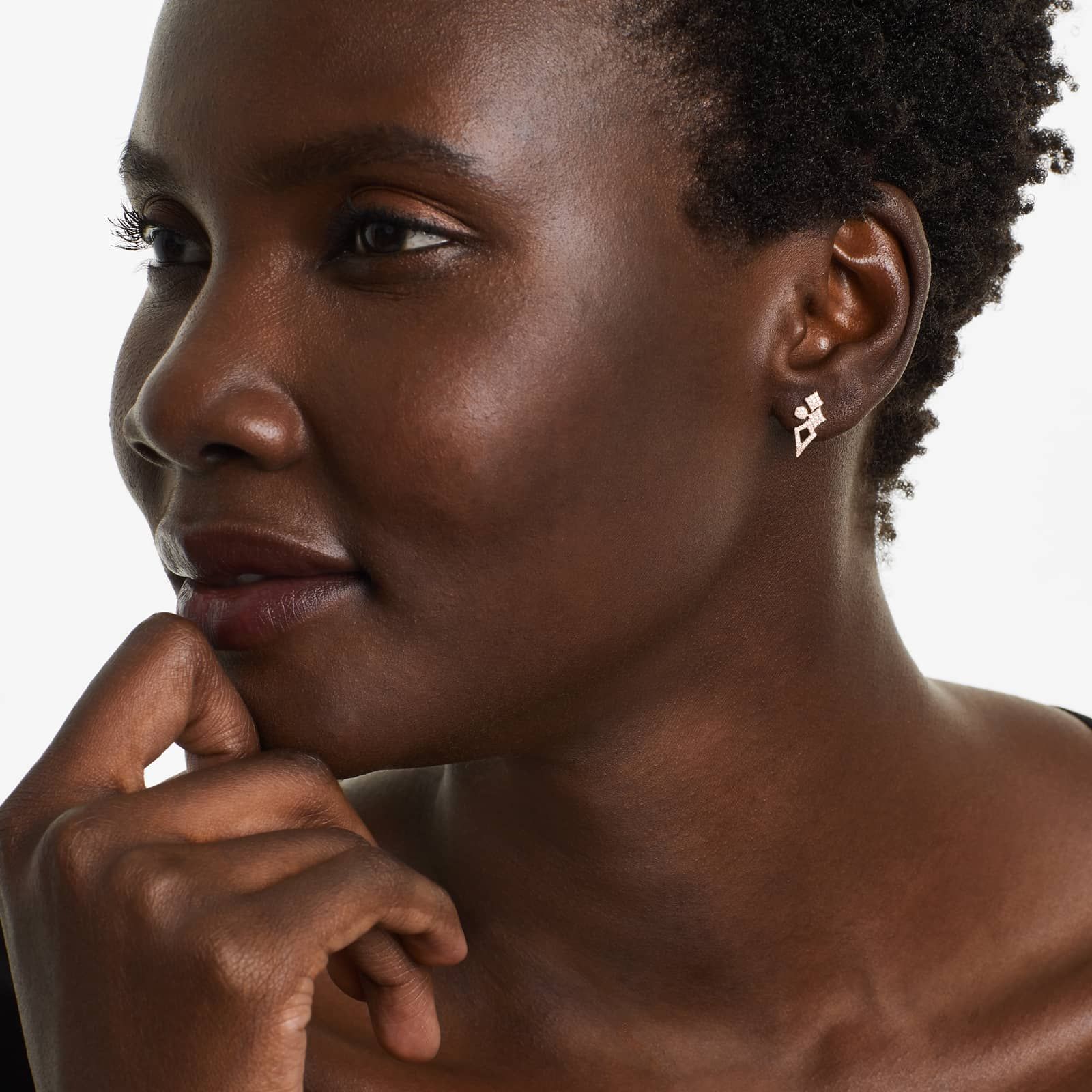 Geometric Cluster Diamond Earrings In 14K Rose Gold