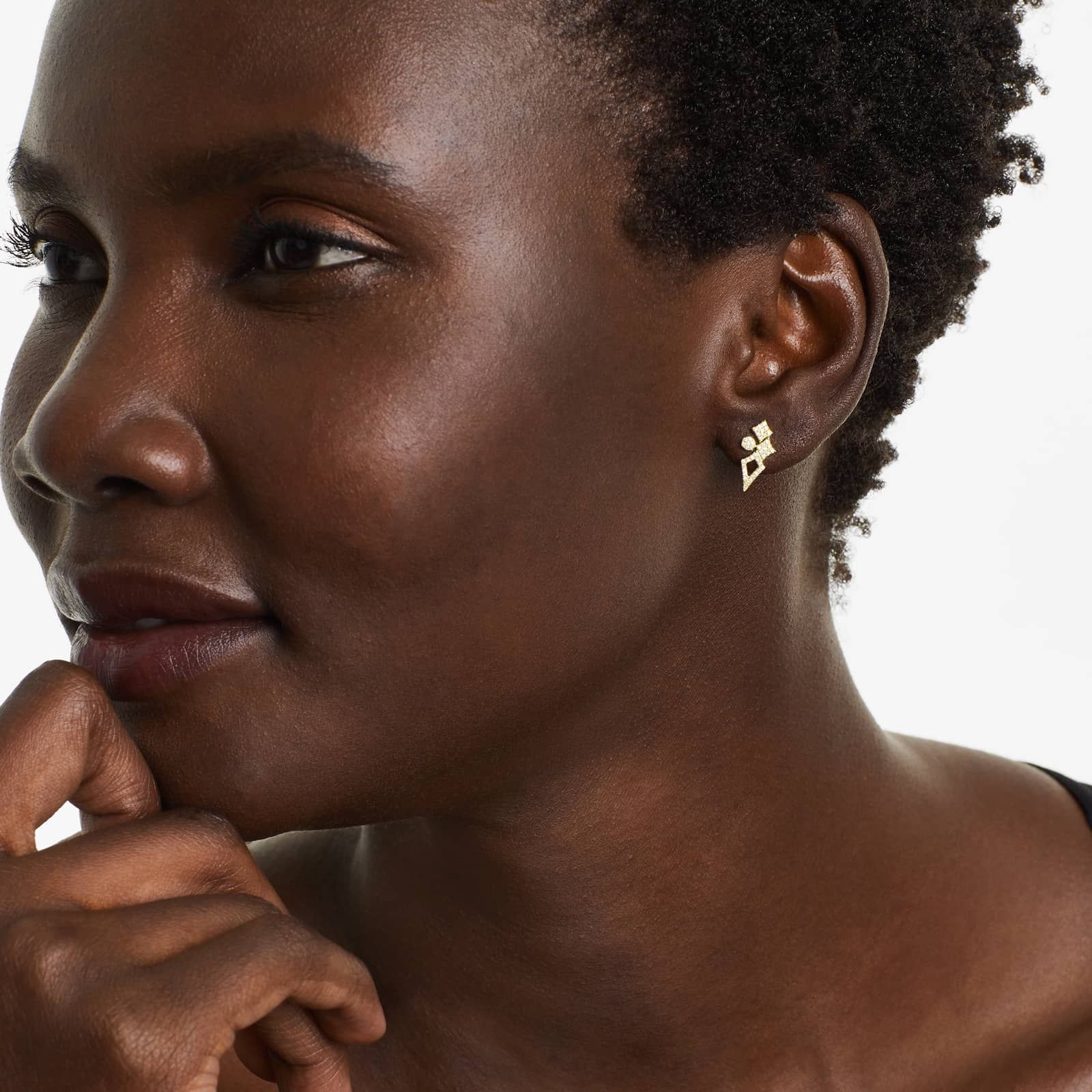 Geometric Cluster Diamond Earrings In 14K Yellow Gold