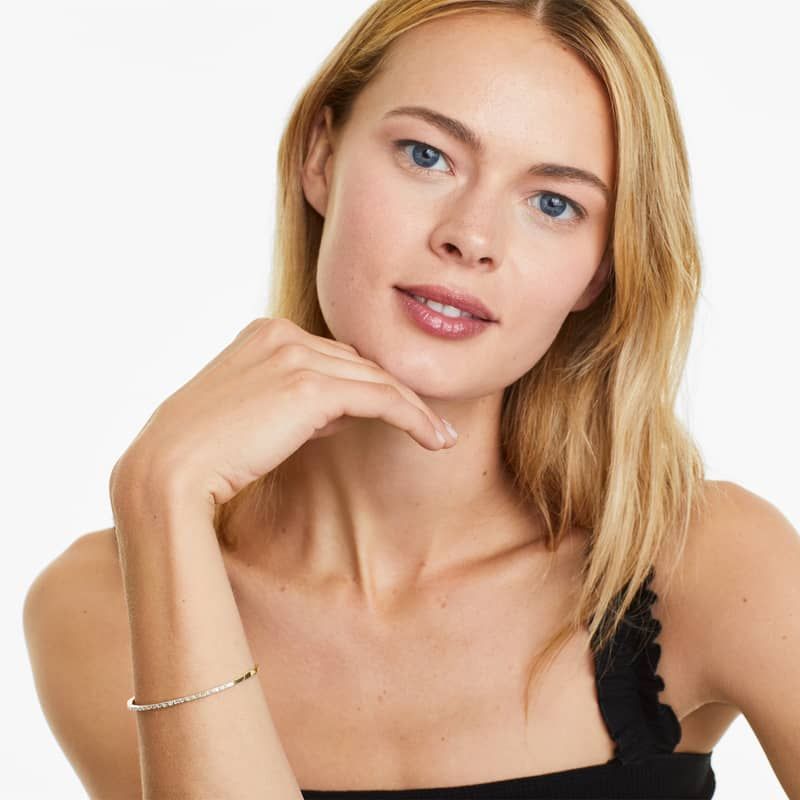 Baguette Bangle Diamond Bracelet In 14K Yellow Gold