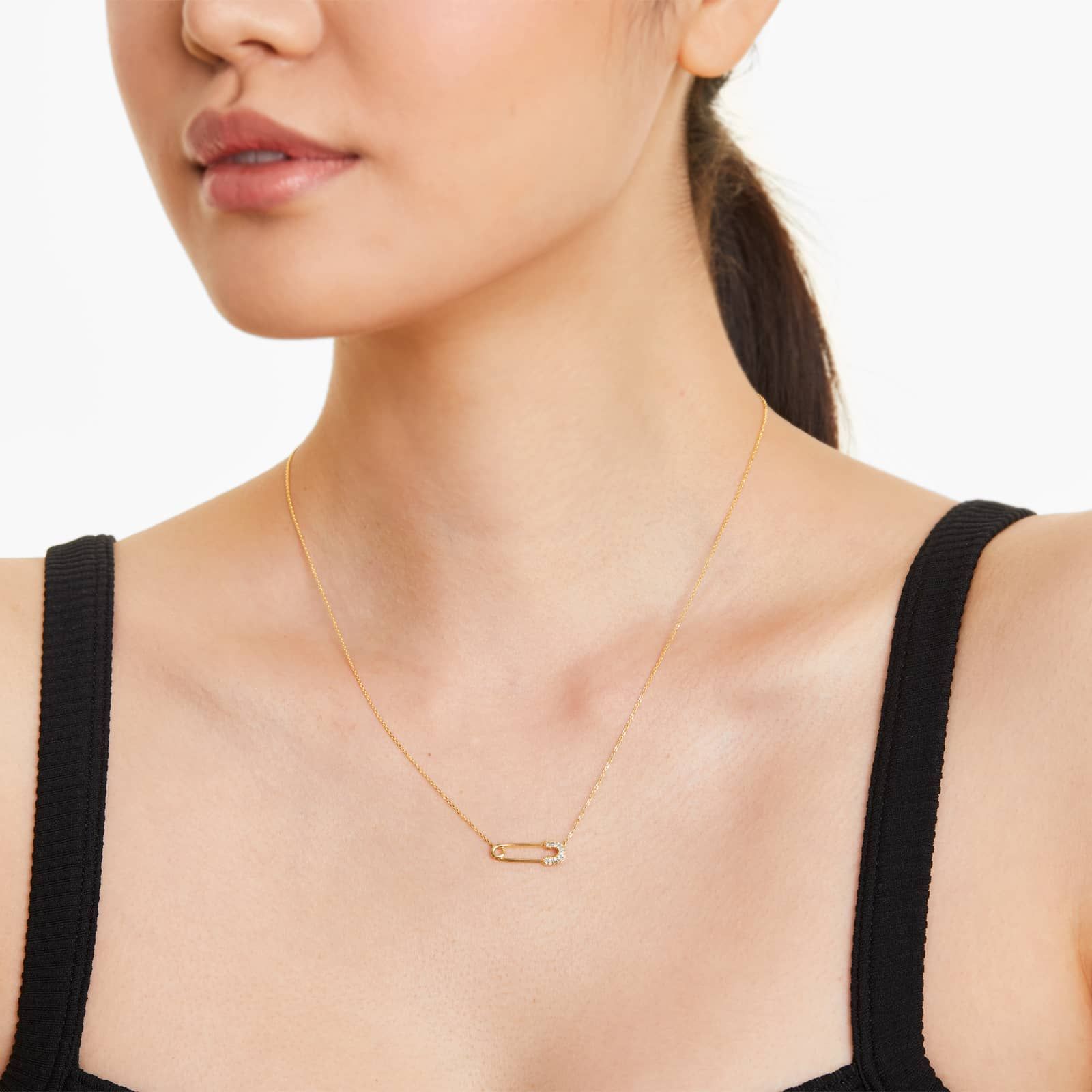 Diamond Pin Necklace In 14K Yellow Gold