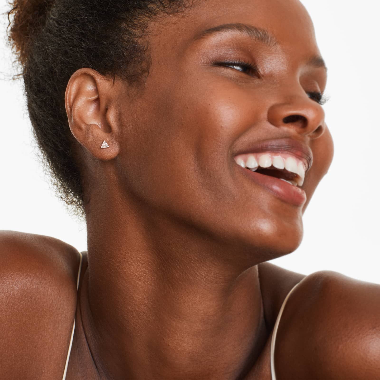 Triangle Diamond Earrings In 14K Rose Gold