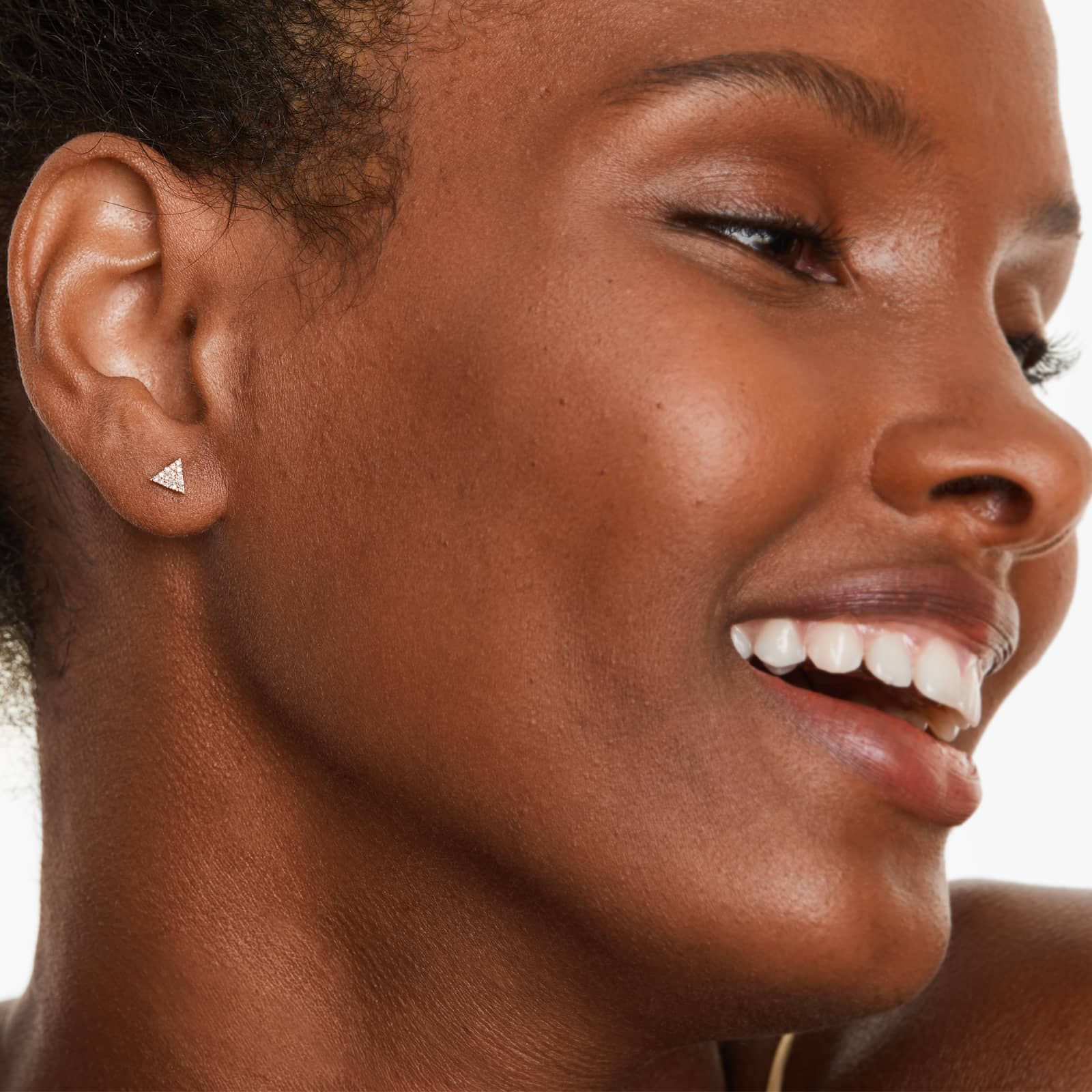 Triangle Diamond Earrings In 14K Rose Gold