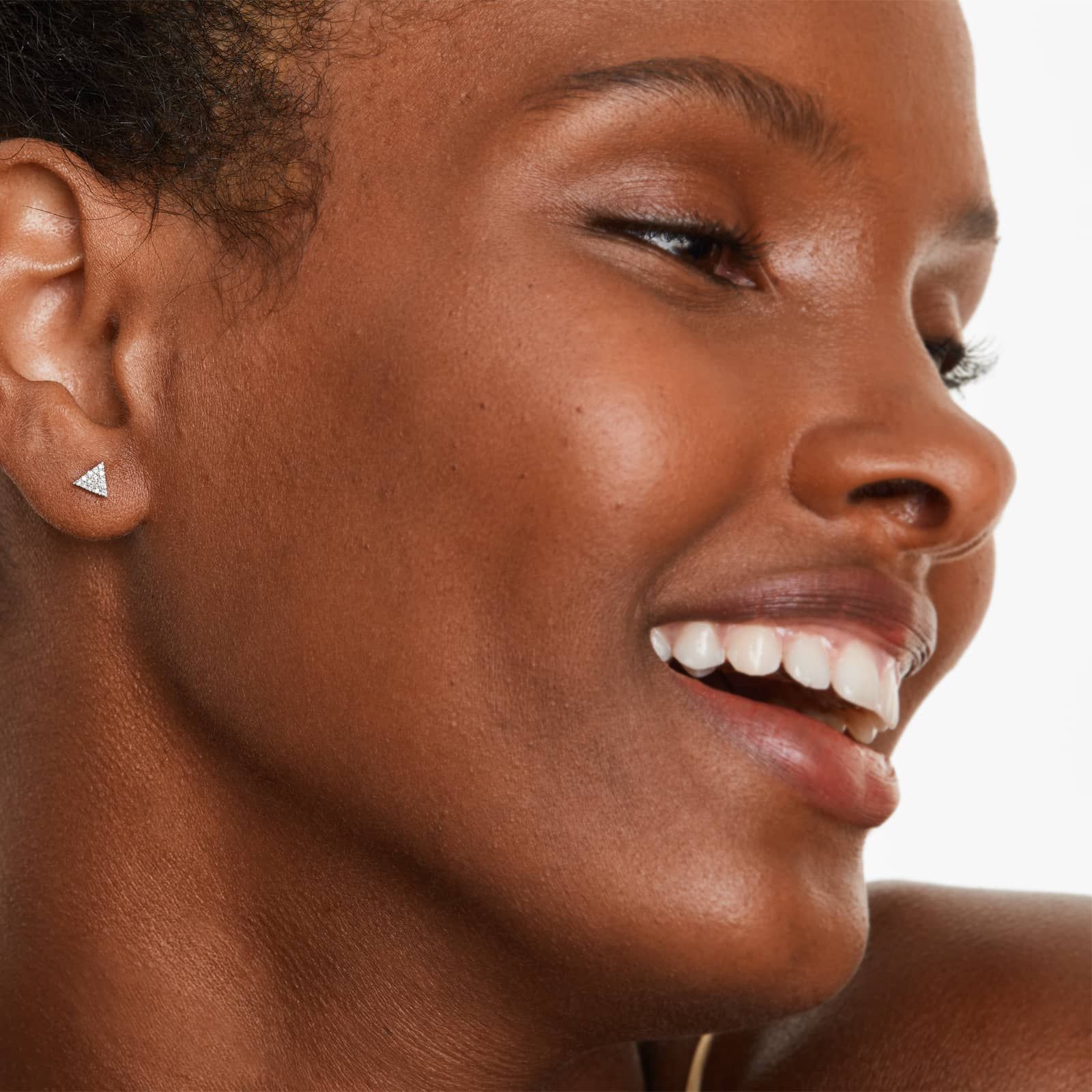 Triangle Diamond Earrings In 14K White Gold