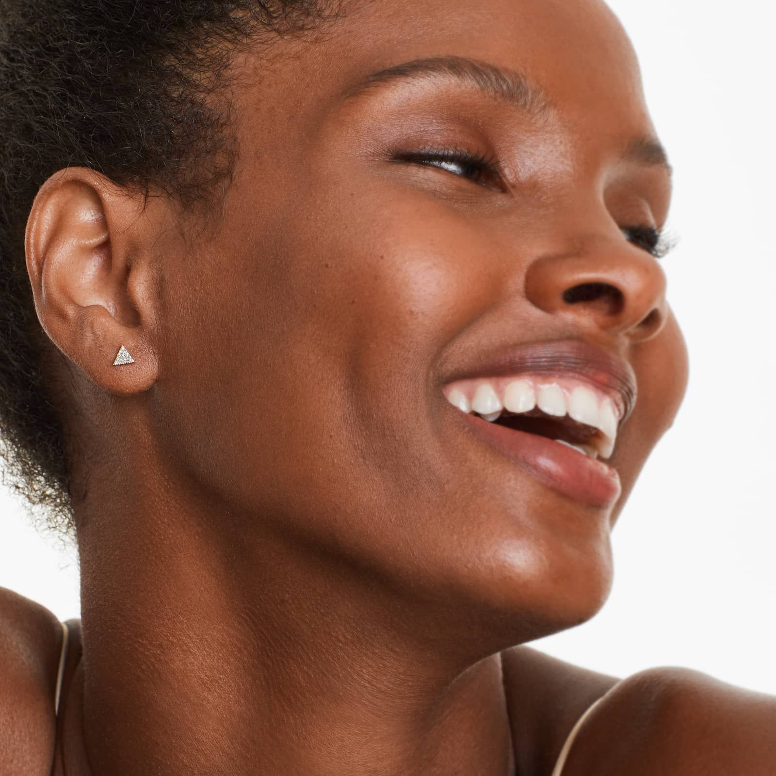 Triangle Diamond Earrings In 14K Yellow Gold