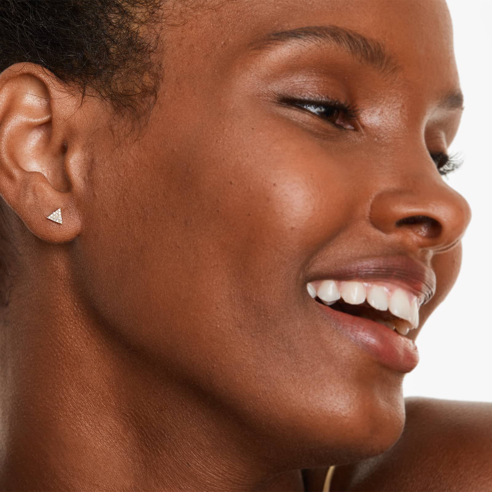 Triangle Diamond Earrings In 14K Yellow Gold